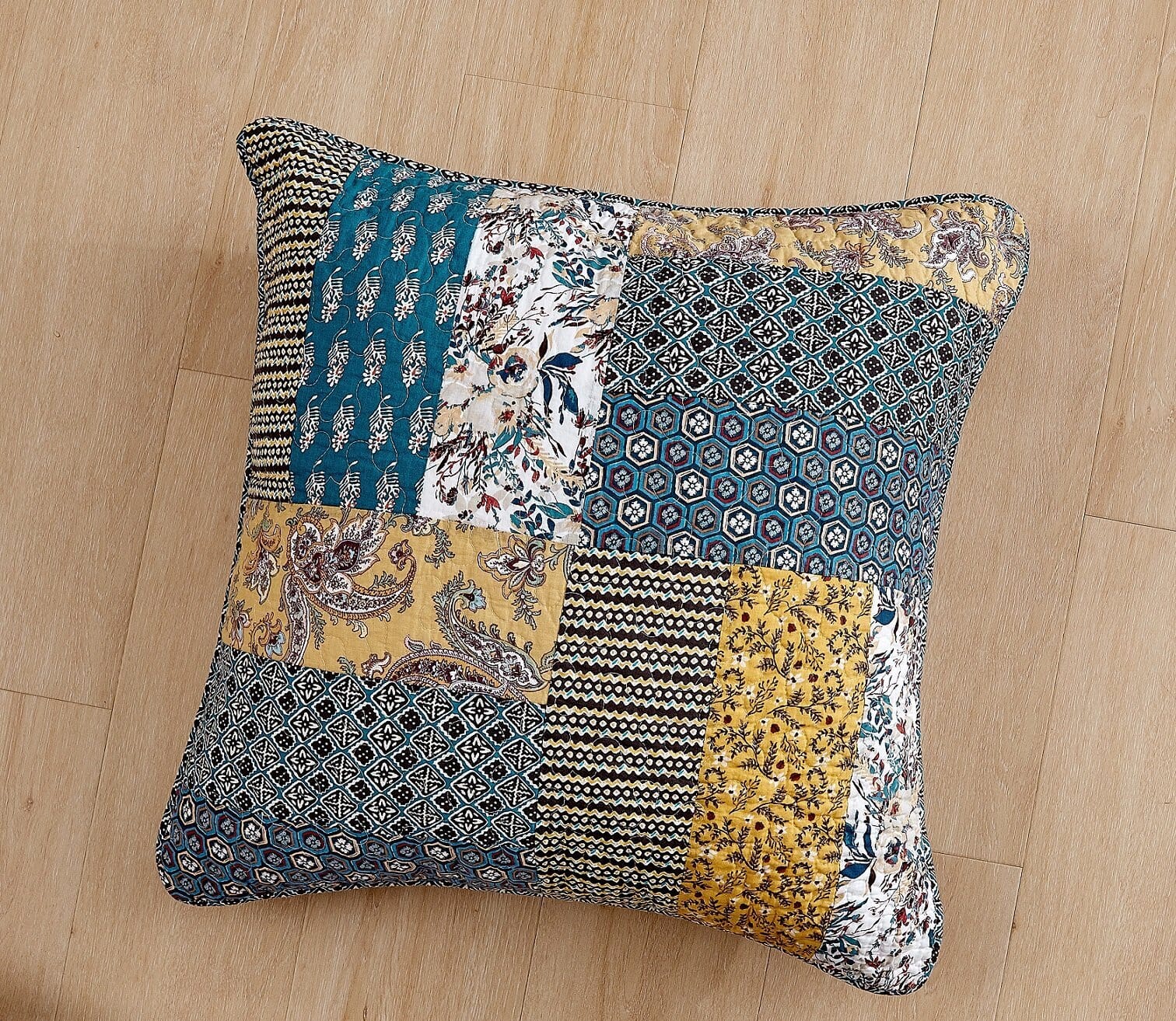 Set of 2 Honey Cove Floral Patchwork Throw Pillow Covers, 18" x 18" (JHW957)