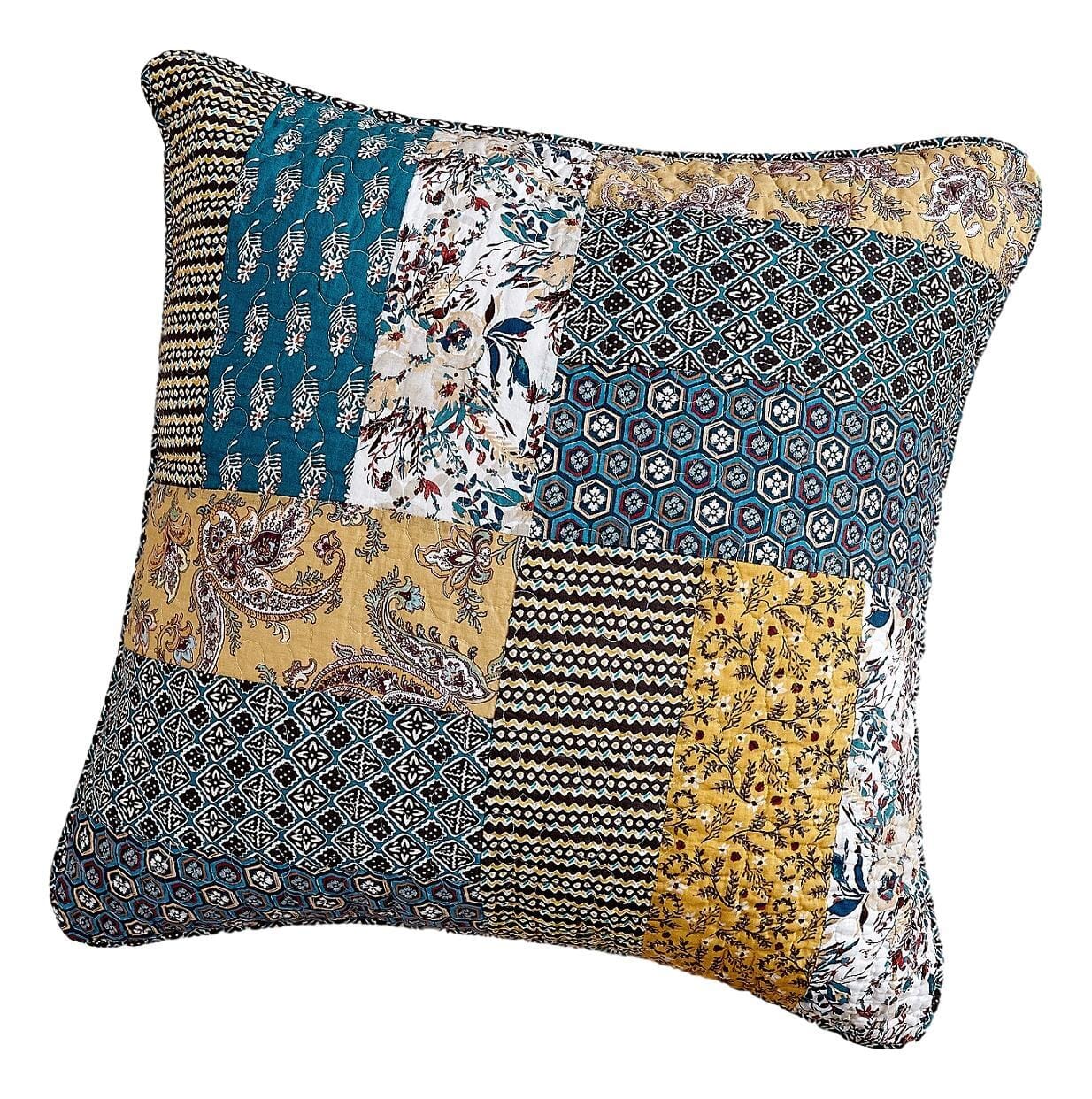 Set of 2 Honey Cove Floral Patchwork Throw Pillow Covers, 18" x 18" (JHW957)