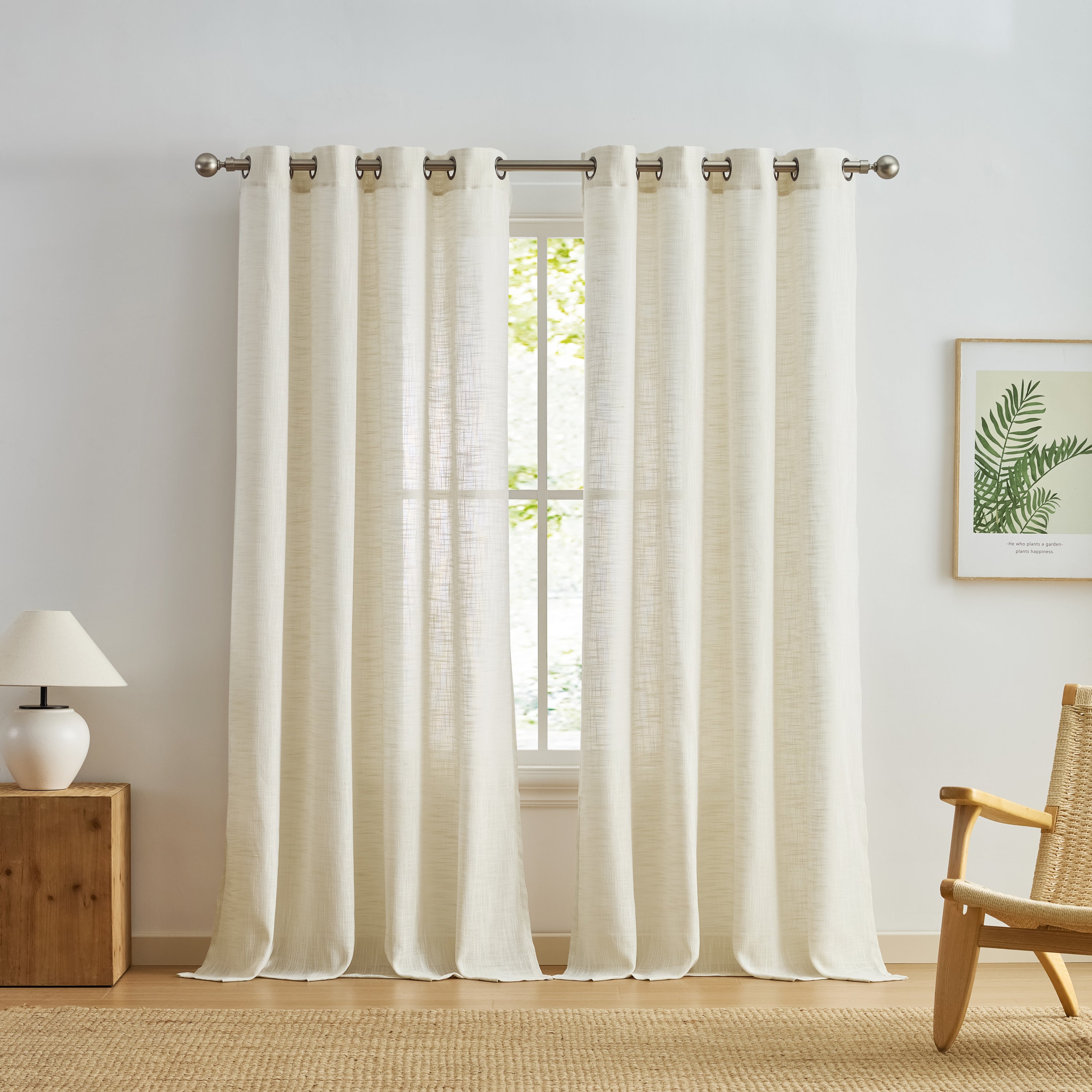 Madison Faux Linen Sheer Grommet Curtain Panels