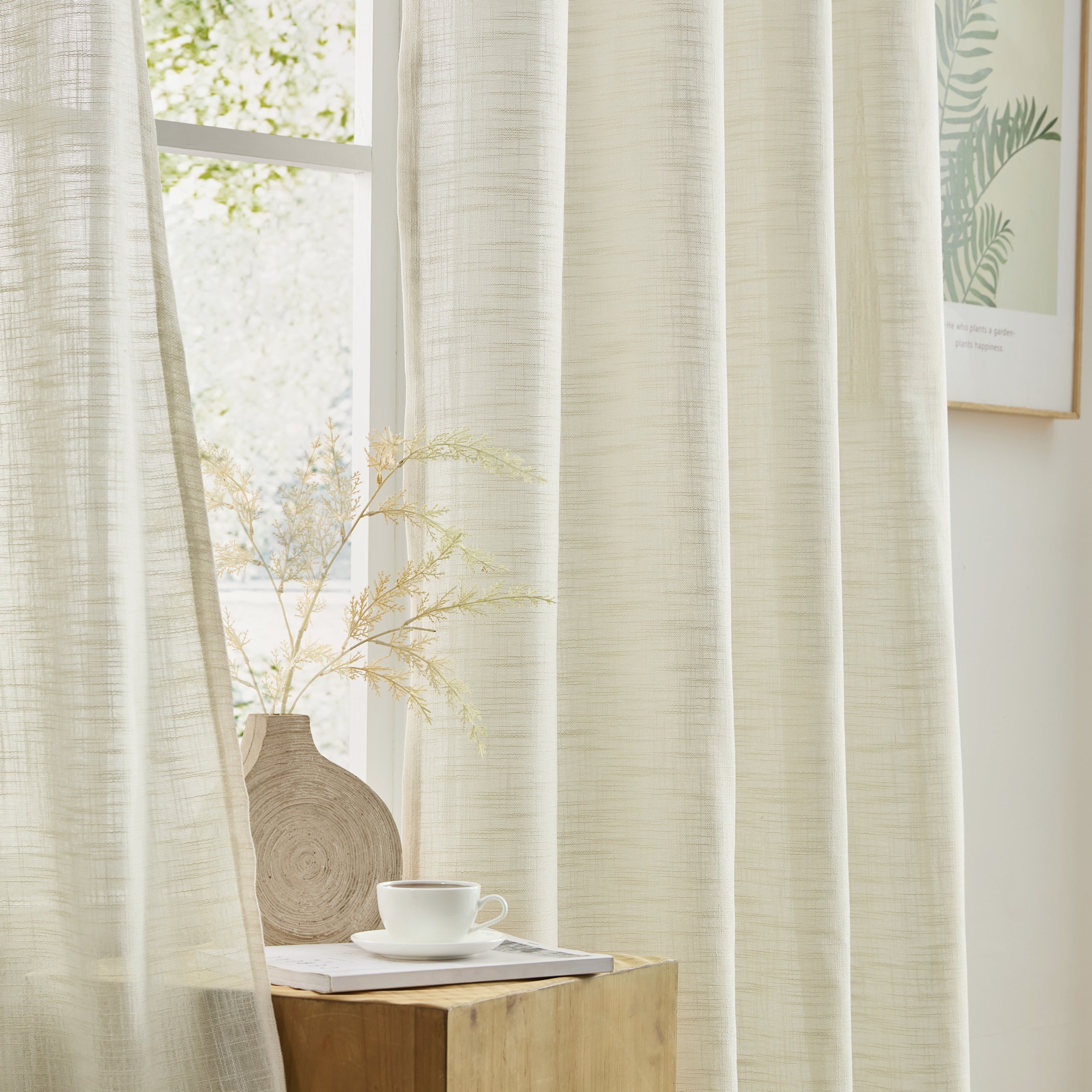 Madison Faux Linen Sheer Grommet Curtain Panels