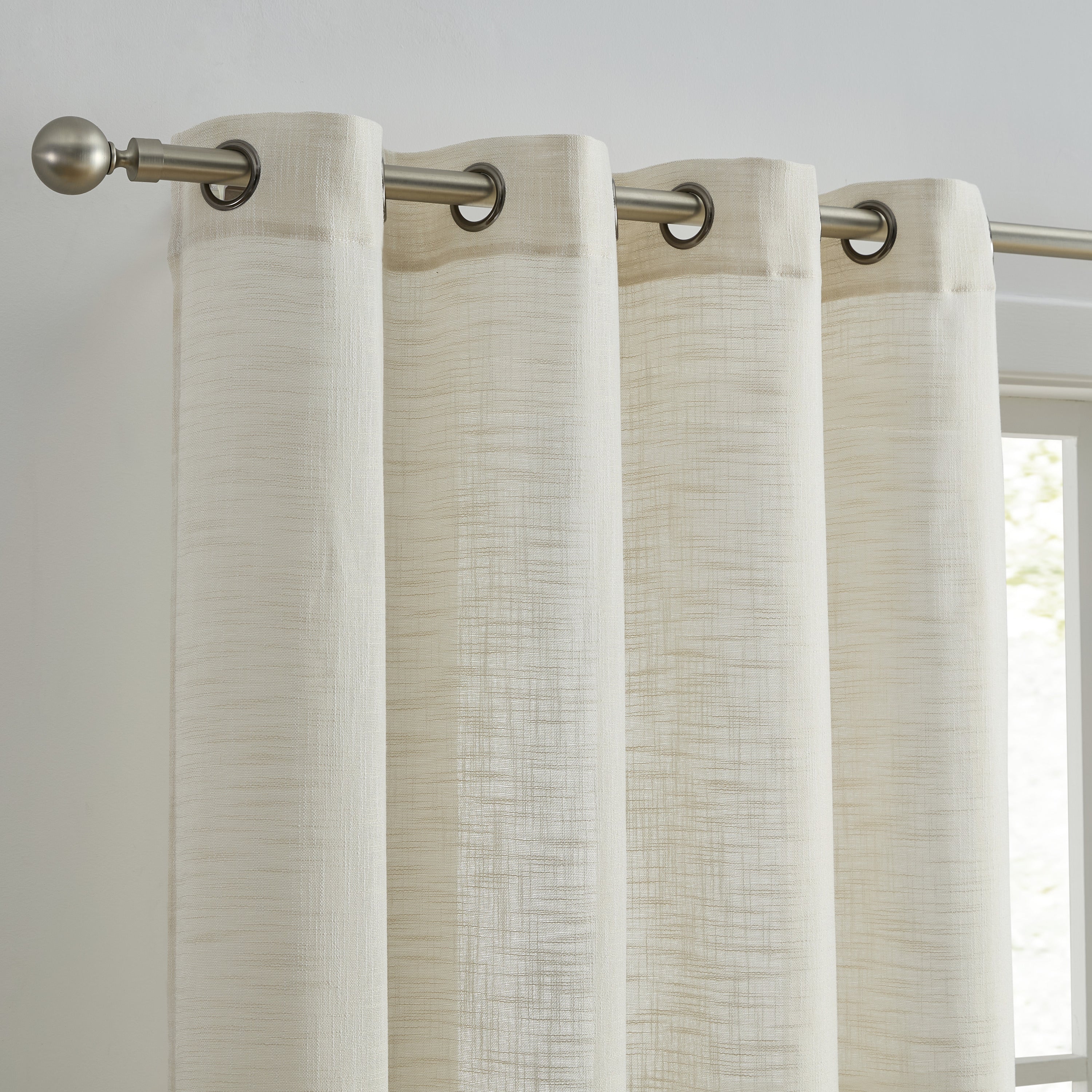 Madison Faux Linen Sheer Grommet Curtain Panels