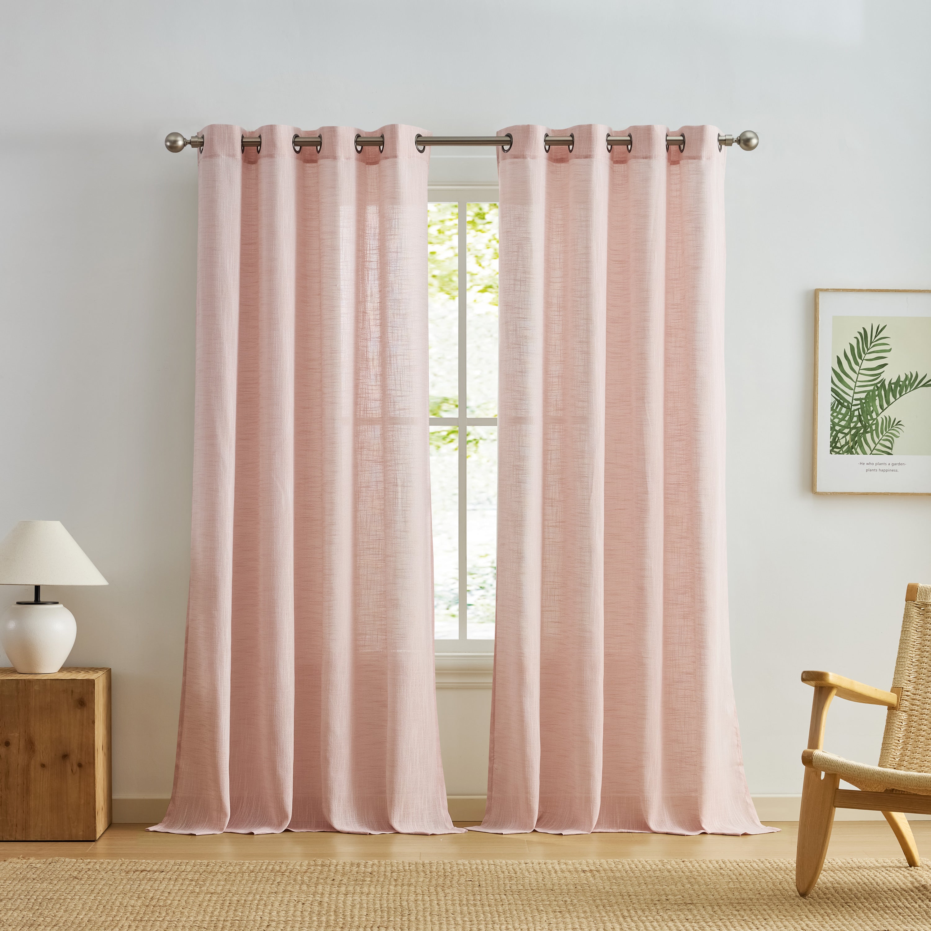 Madison Faux Linen Sheer Grommet Curtain Panels
