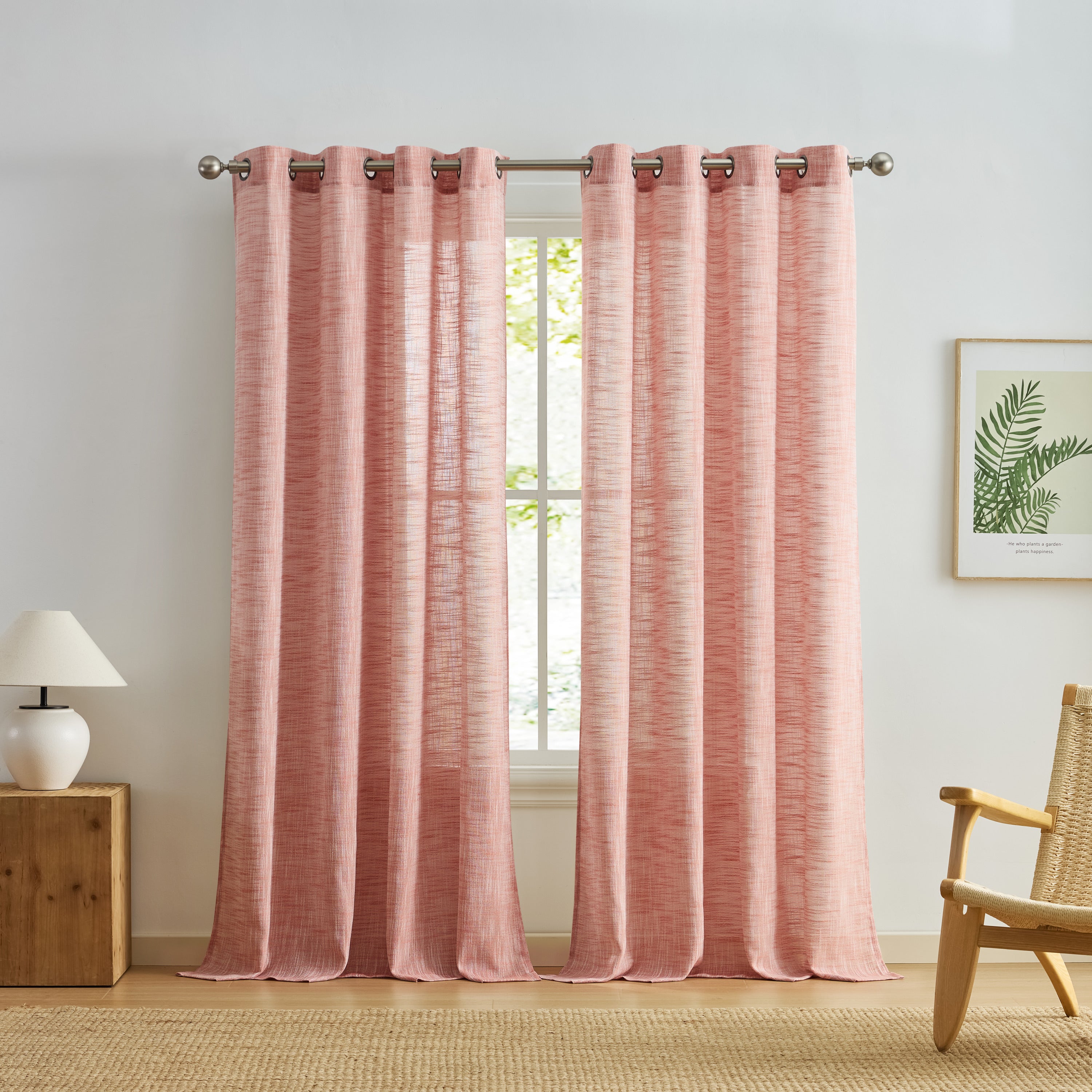 Madison Faux Linen Sheer Grommet Curtain Panels
