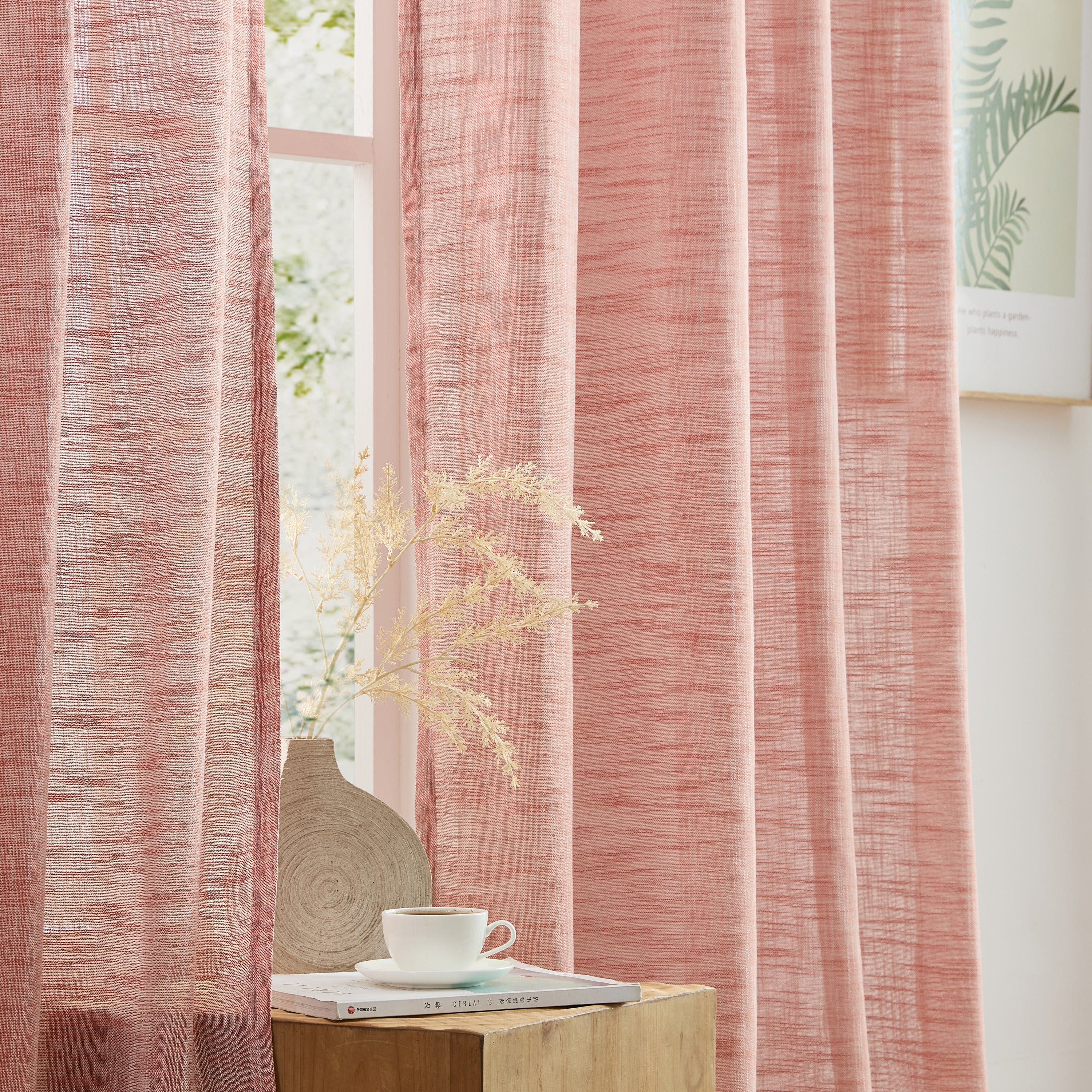 Madison Faux Linen Sheer Grommet Curtain Panels