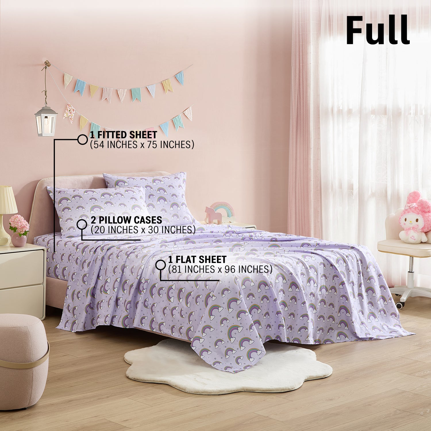 Rainbow Girls Kids Bed Sheets