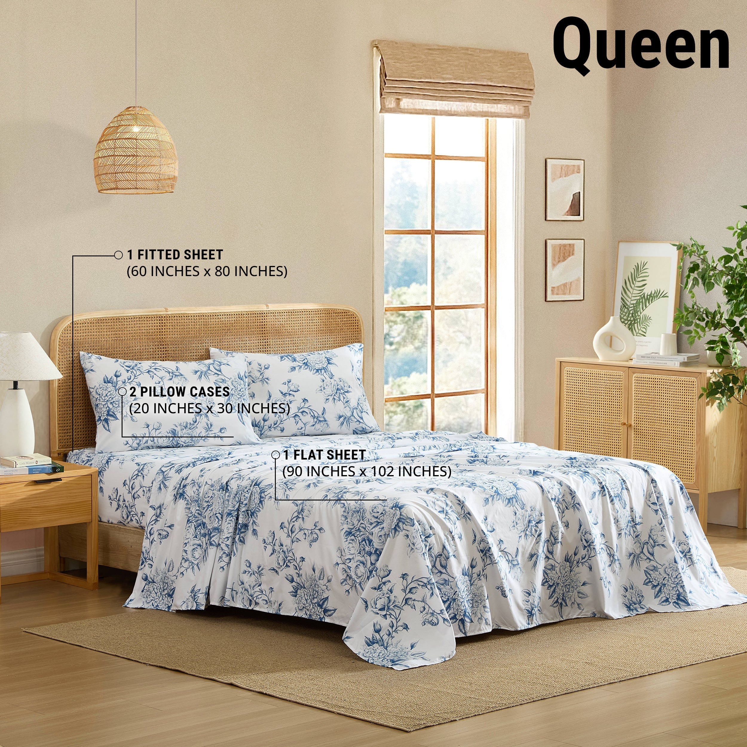 Rose Toile Floral Bed Sheets