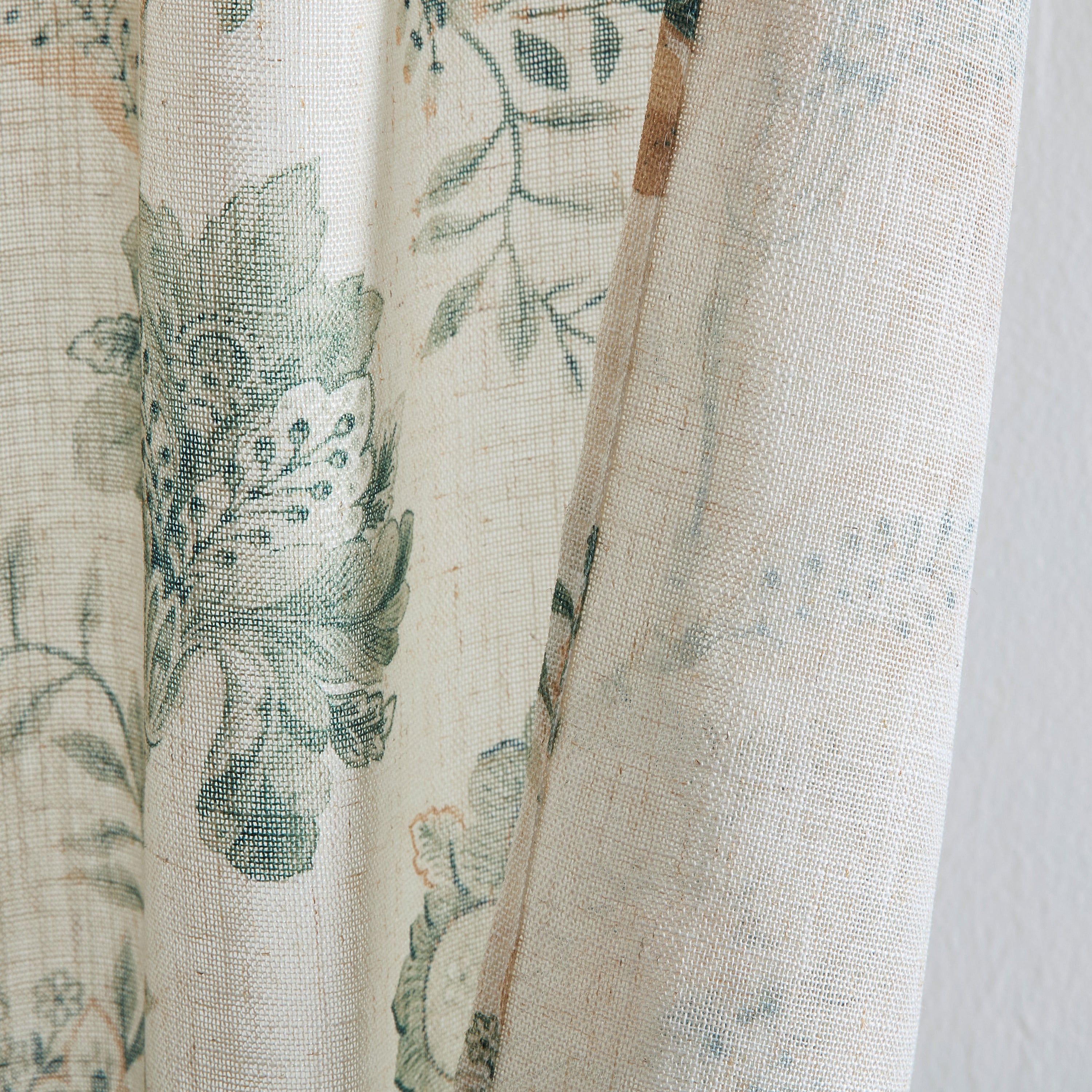 Spring Bloom Linen Floral Rod Pocket Back Tab Curtains