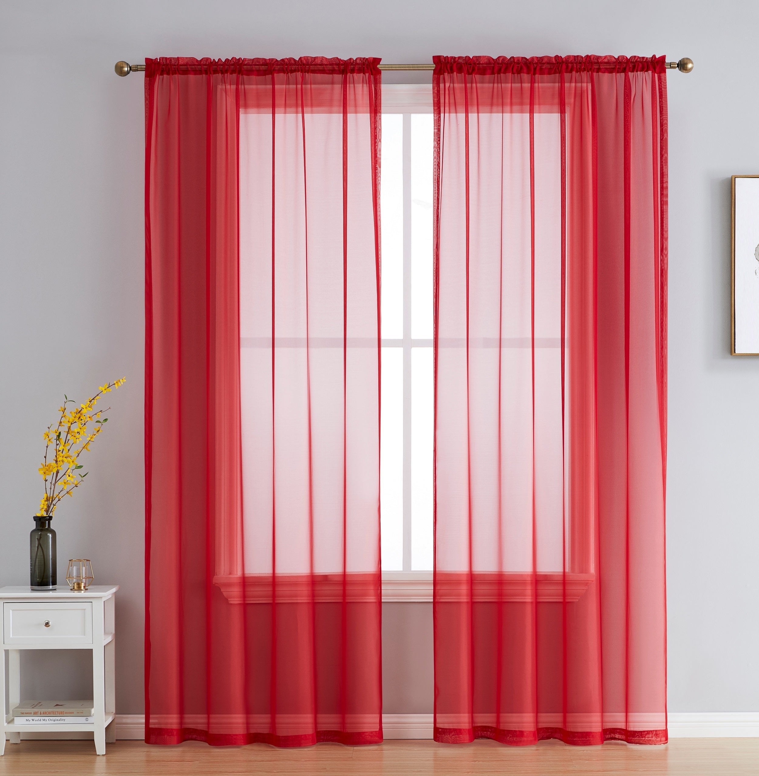 Lucento Sheer Voile Rod Pocket Curtain Panels - Set of 4