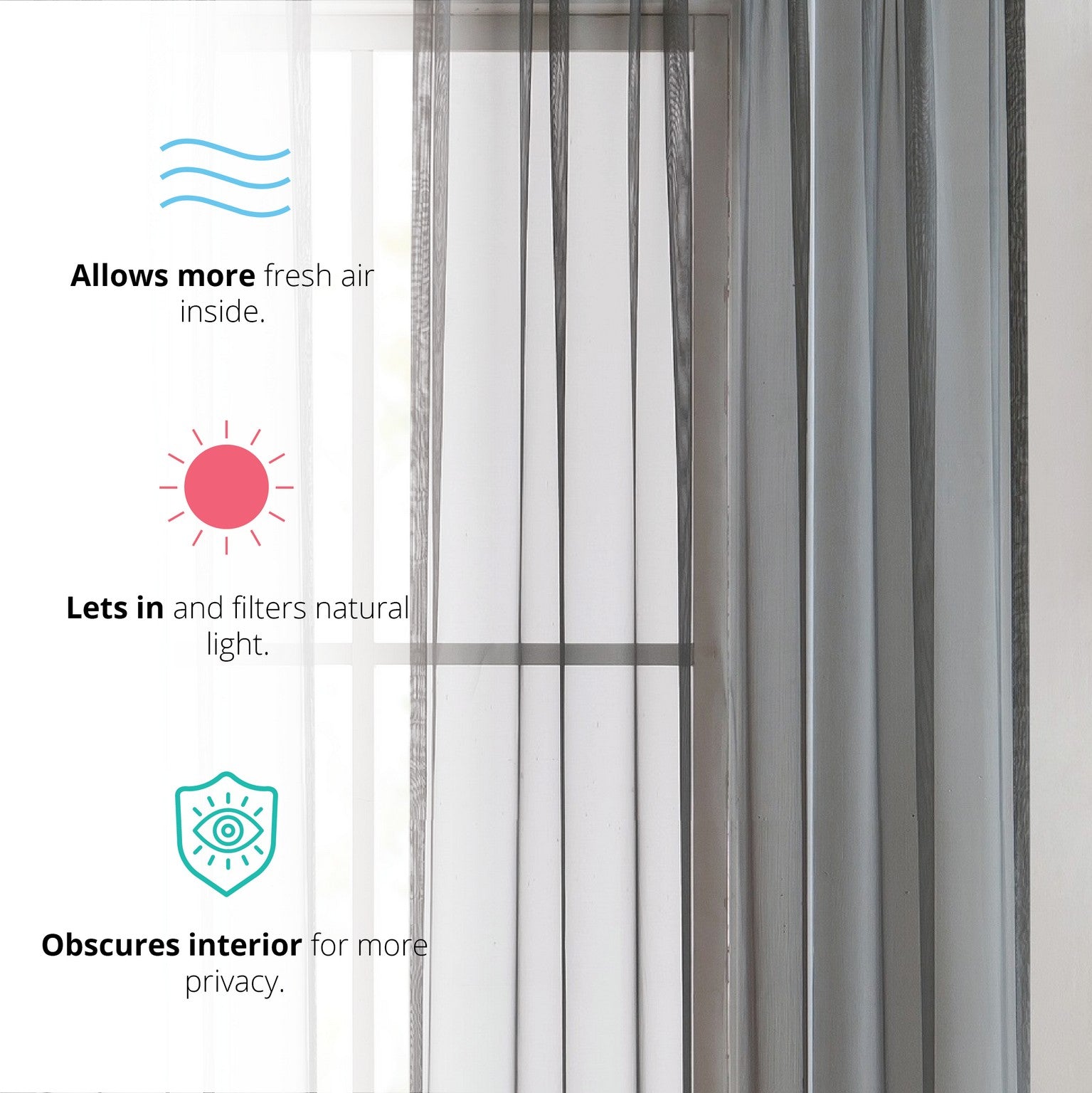 Lucento Sheer Voile Rod Pocket Curtain Panels - Set of 4