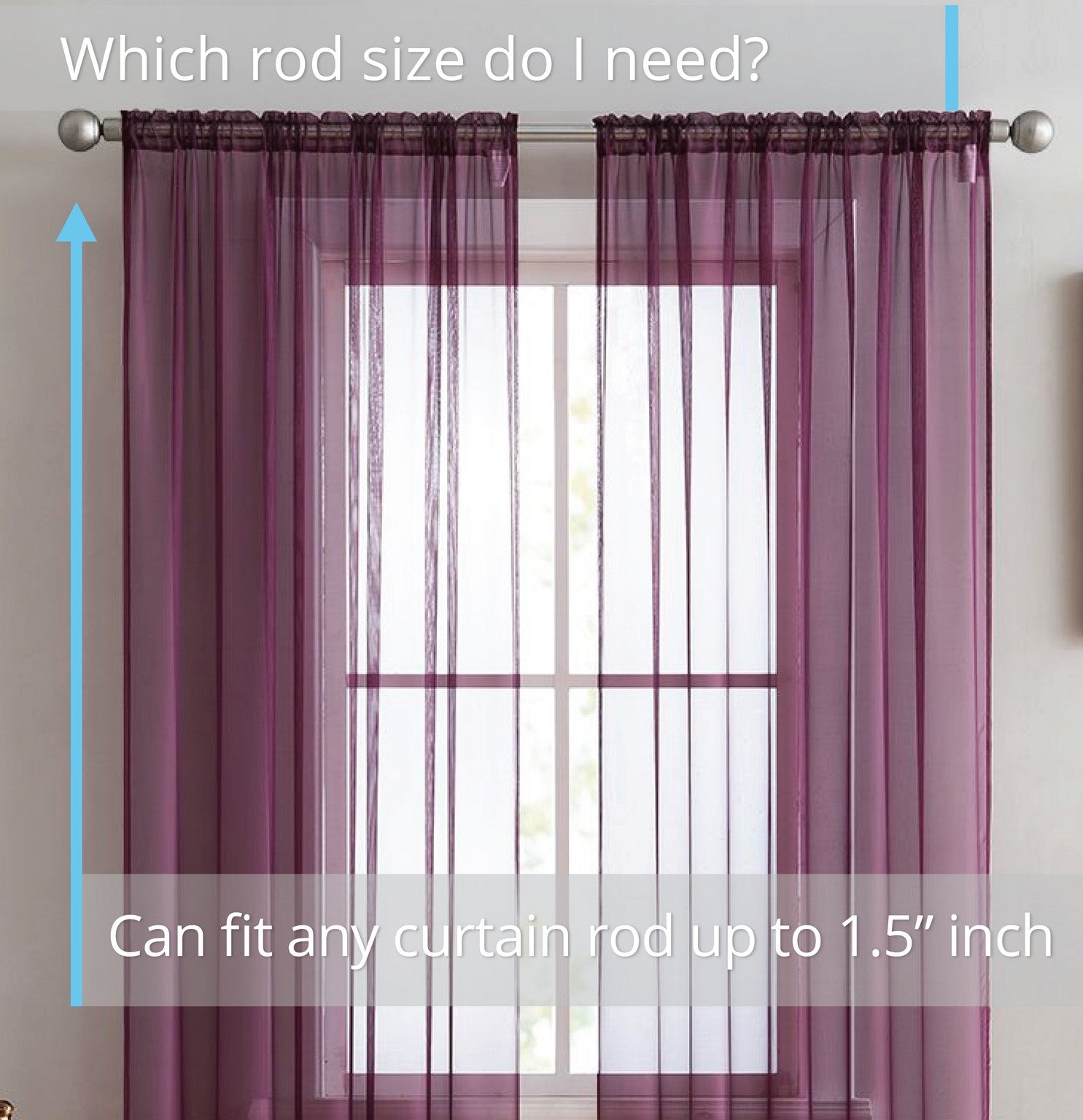 Lucento Sheer Voile Rod Pocket Curtain Panels - Set of 4