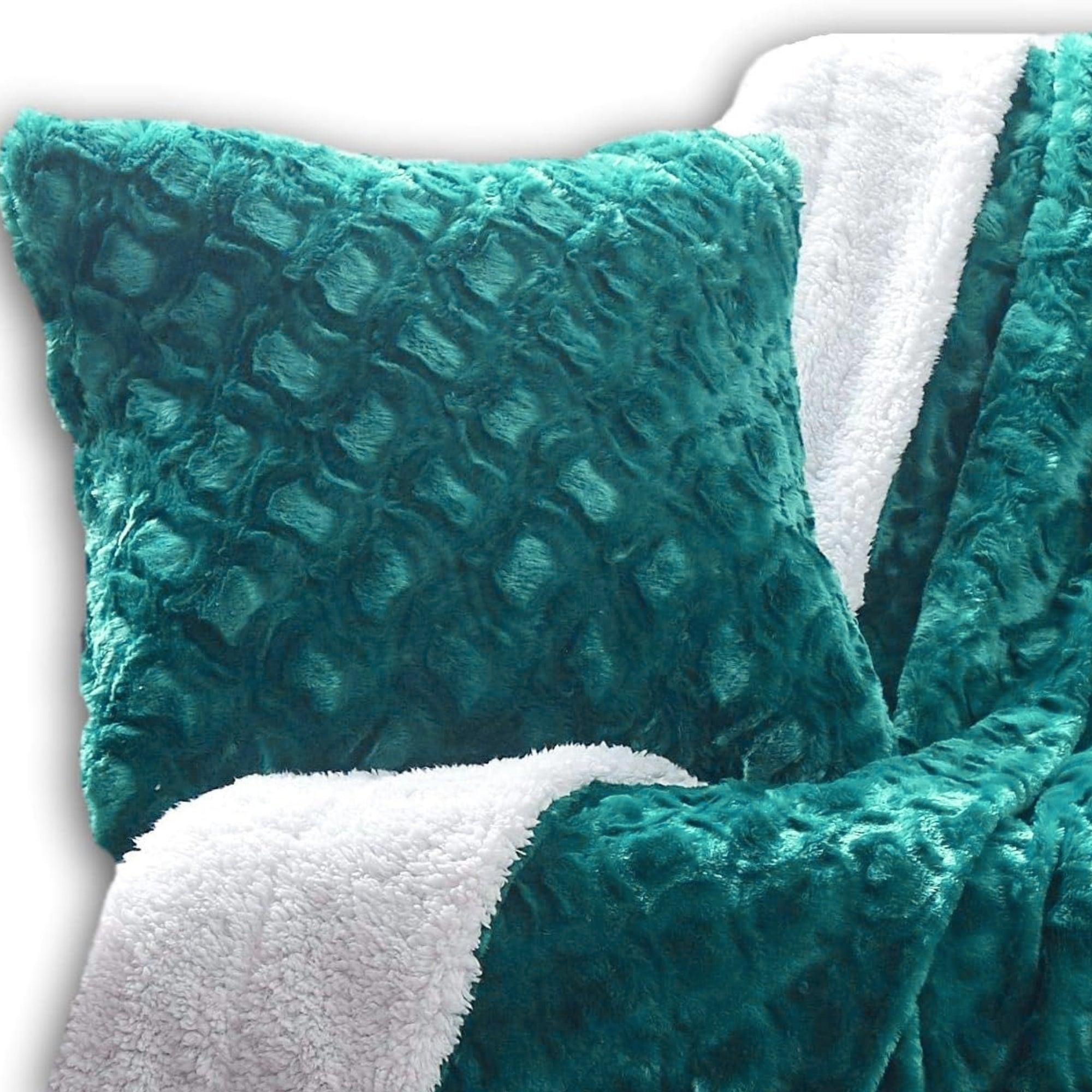 Jewel Tones Emerald Green Blue Luxury Faux Fur Throw Pillow Cover (171805)