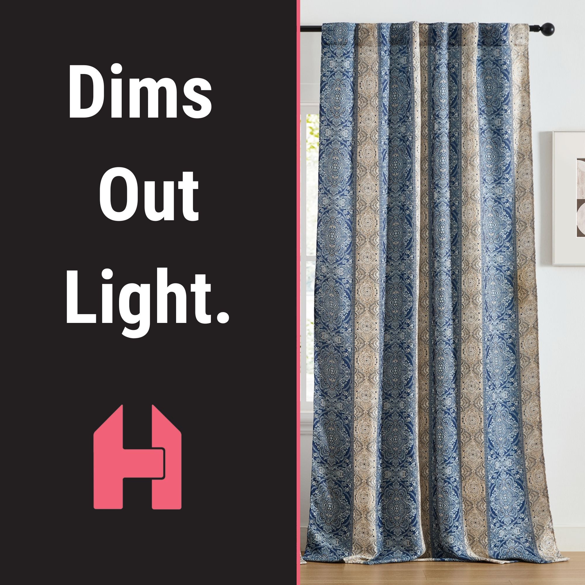 William Boho Damask Striped Curtains - Set of 2