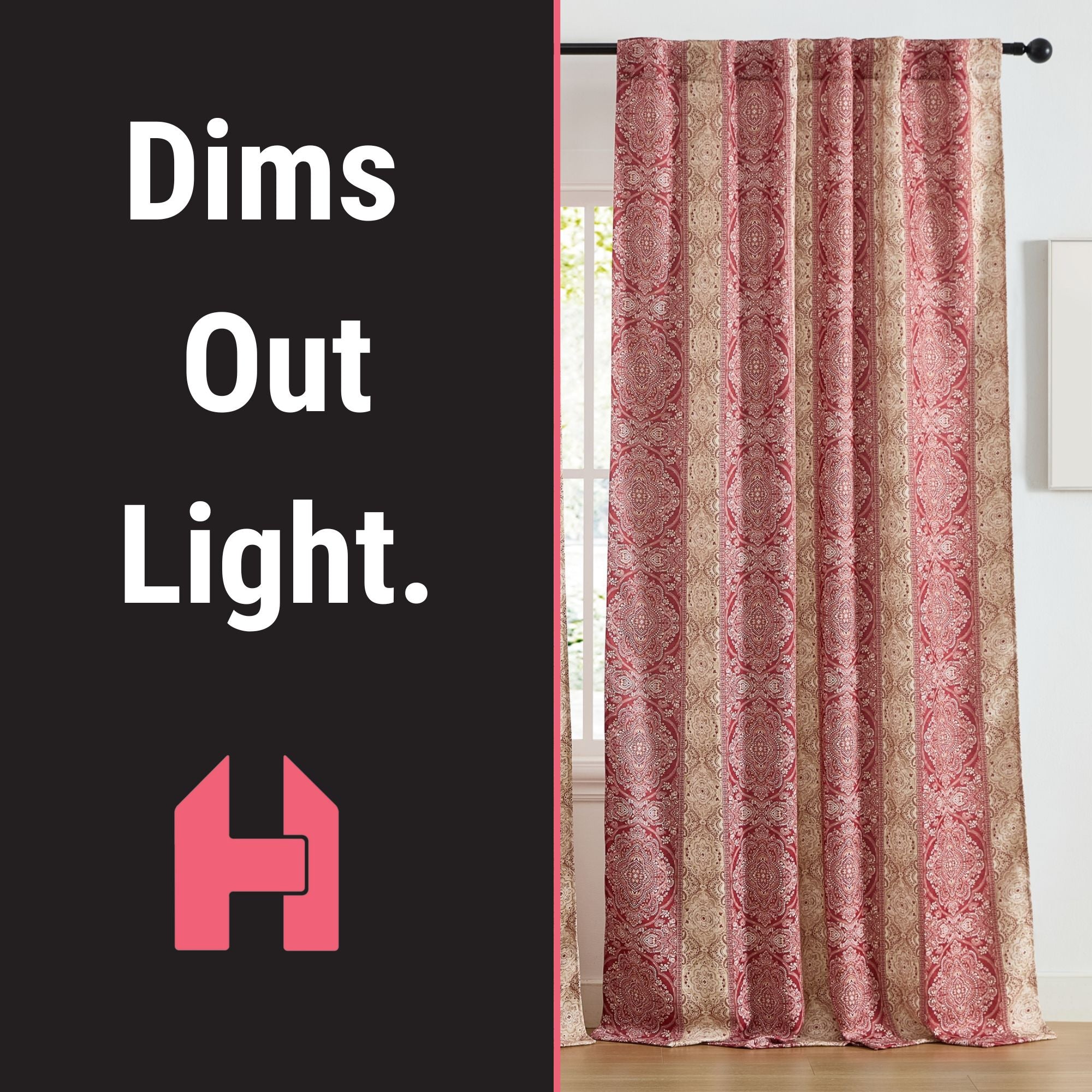 William Boho Damask Striped Curtains - Set of 2