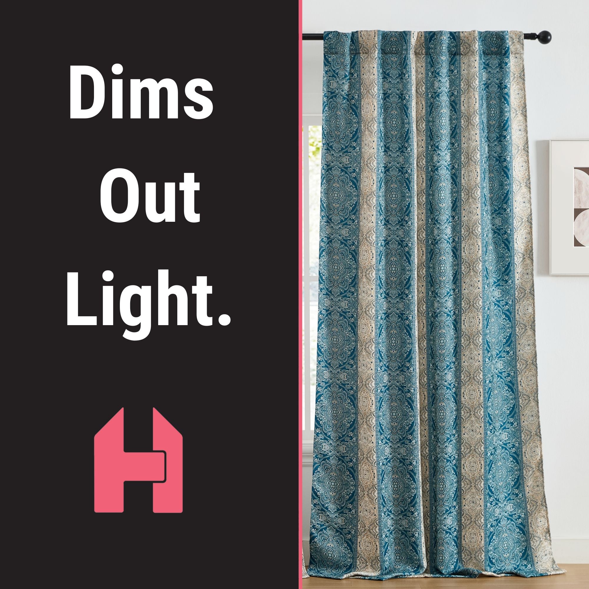 William Boho Damask Striped Curtains - Set of 2