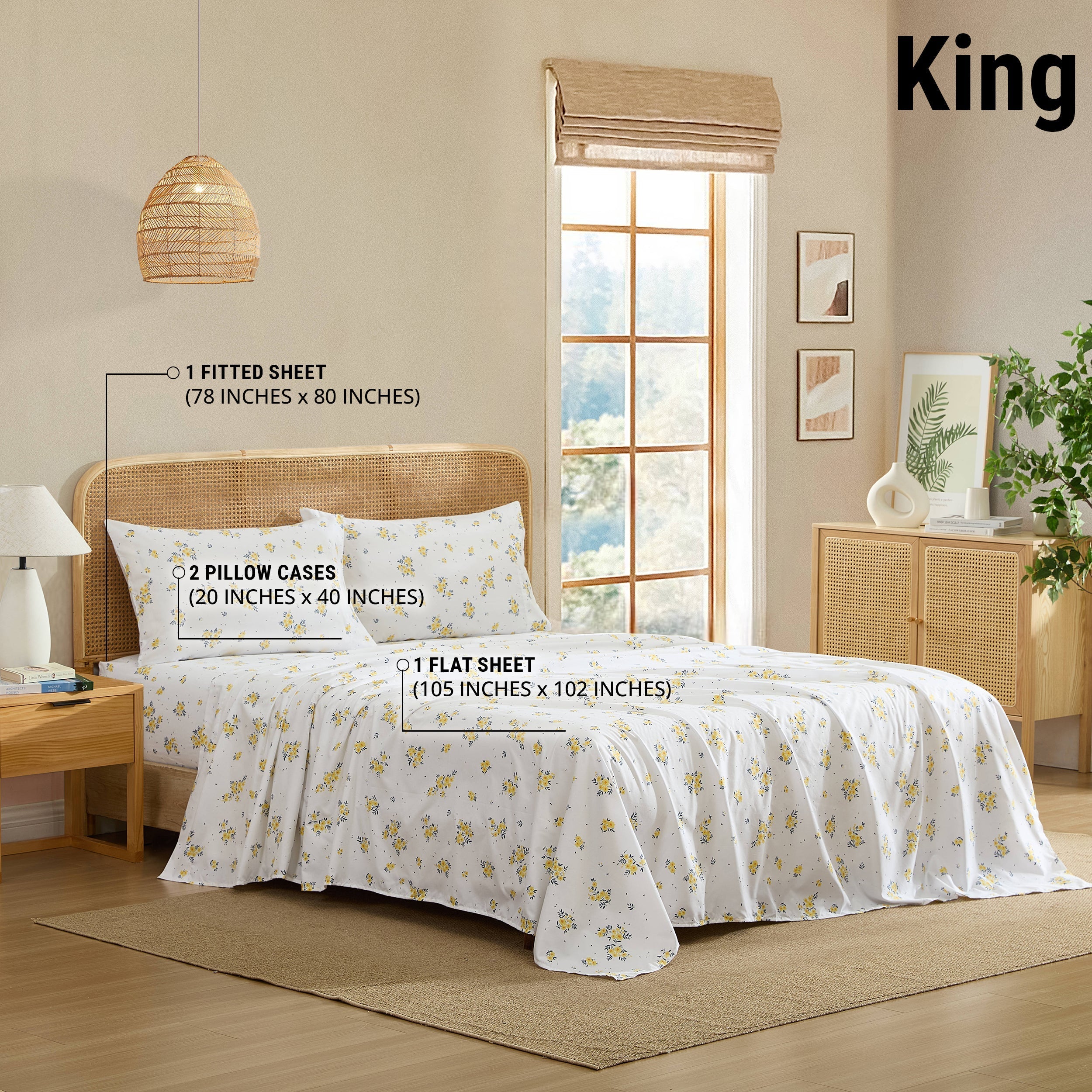 Blue Yellow Floral Bed Sheets