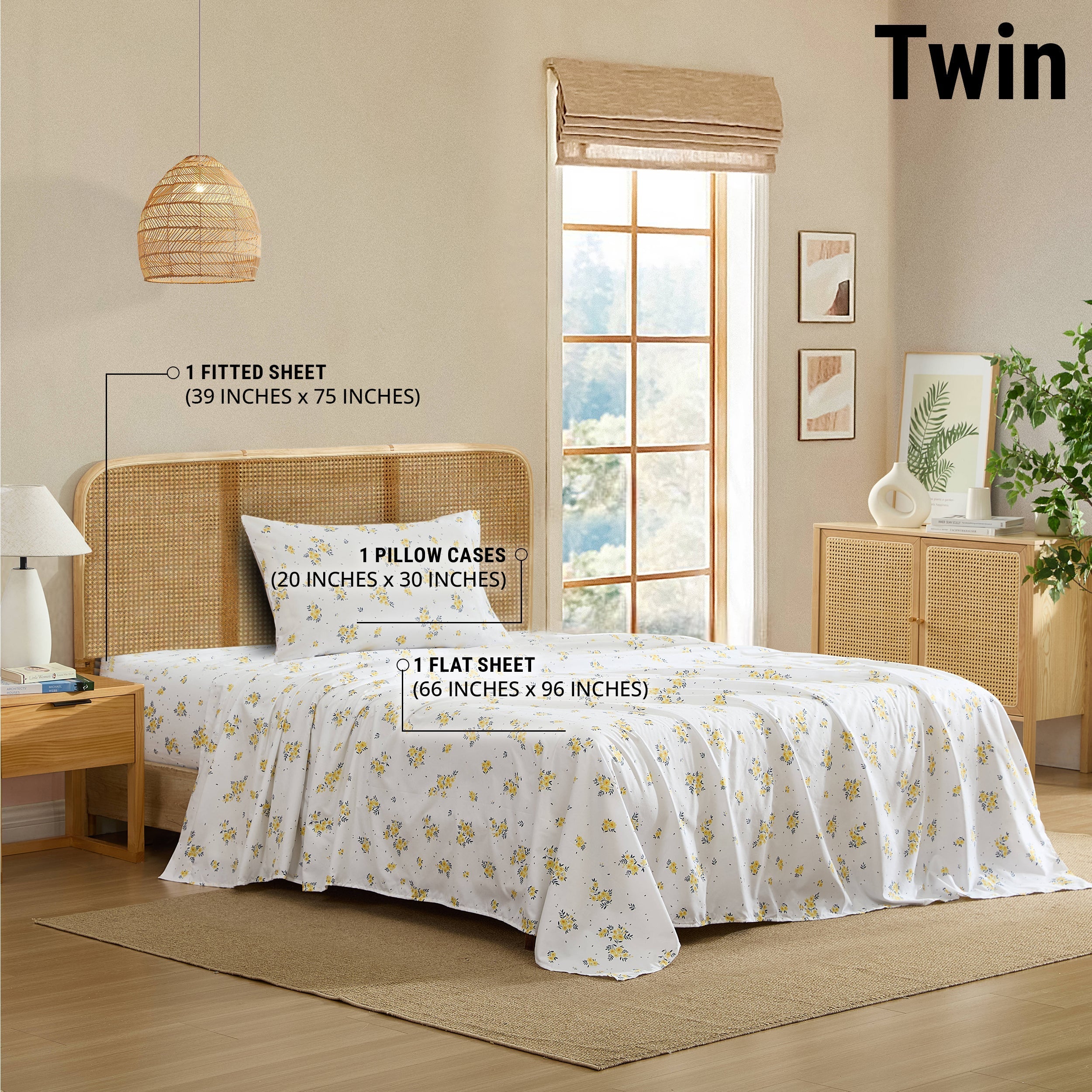 Blue Yellow Floral Bed Sheets