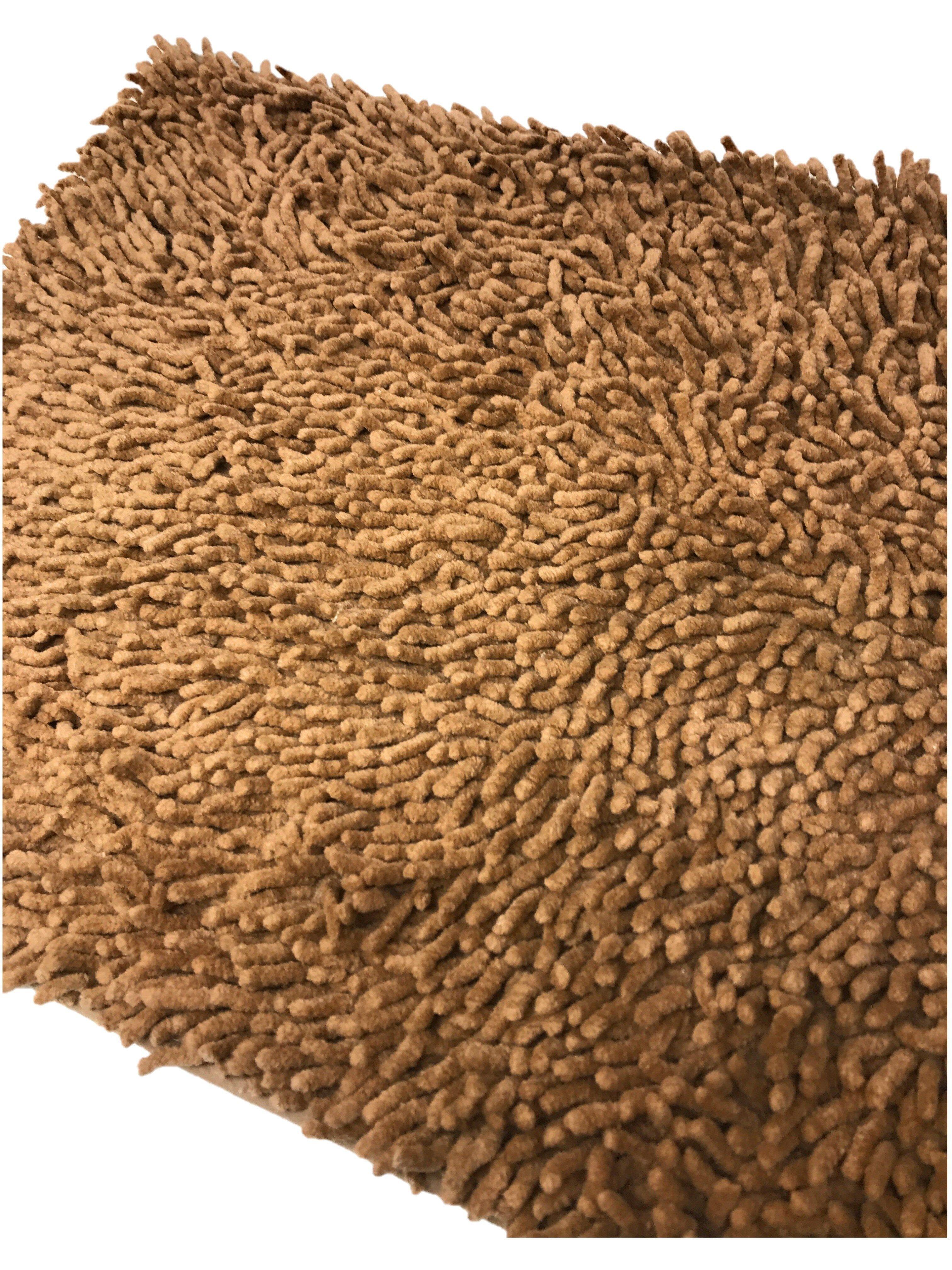 Coffee Brown Shaggy Soft Chenille Noodle Carpet Rug Bath Mat