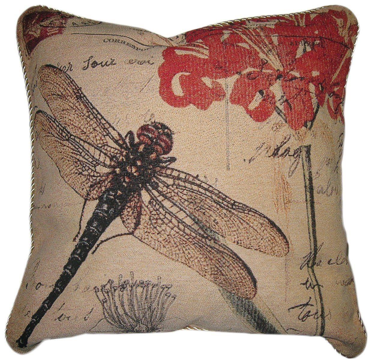 Dragonfly Dreams Elegant Insect Bug Throw Pillow Cushion Cover - 1-Piece - 18"