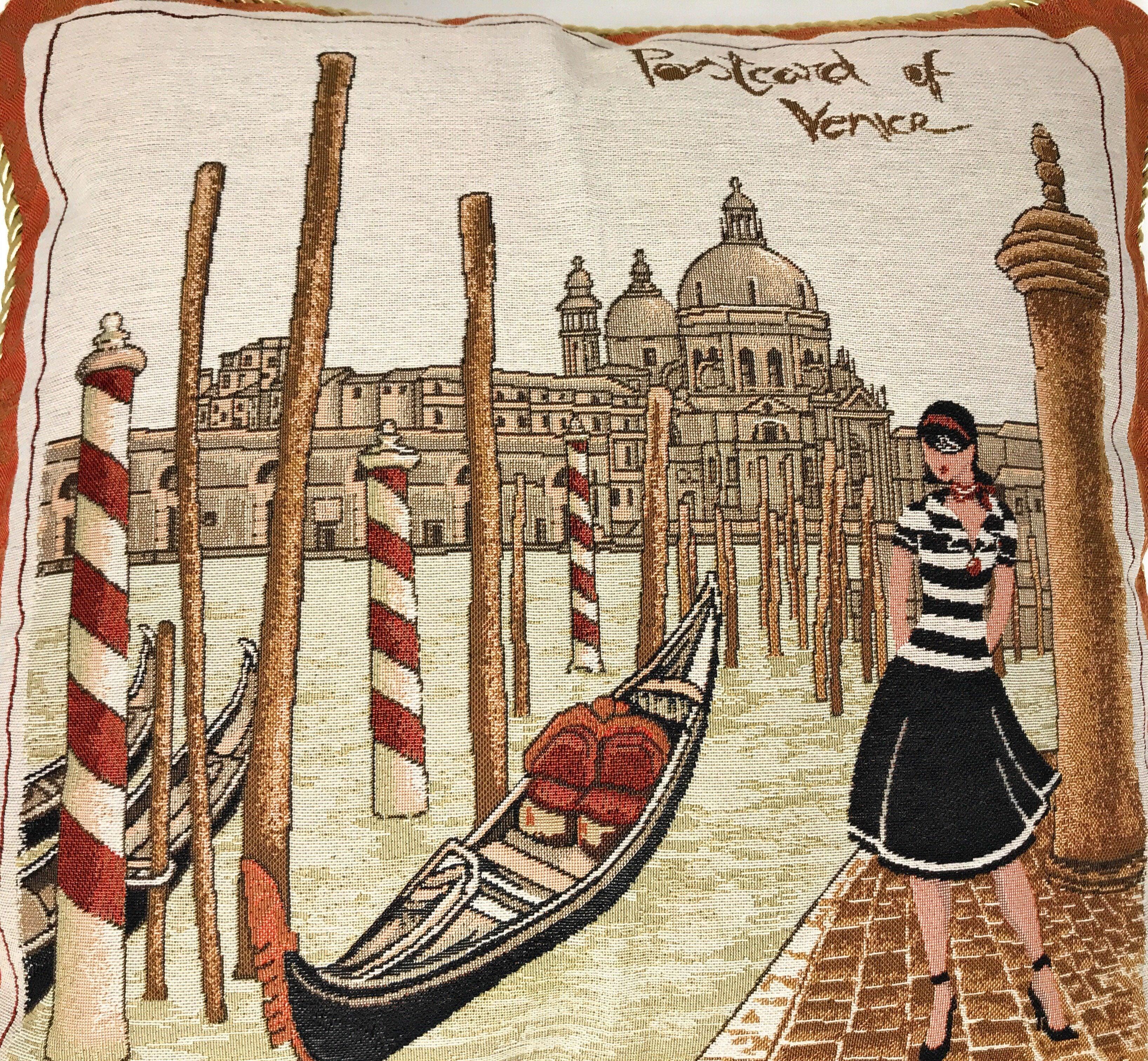 Postcard of Venice Italy Elegant Throw Pillow Cushion Cover, 18" 1-Piece