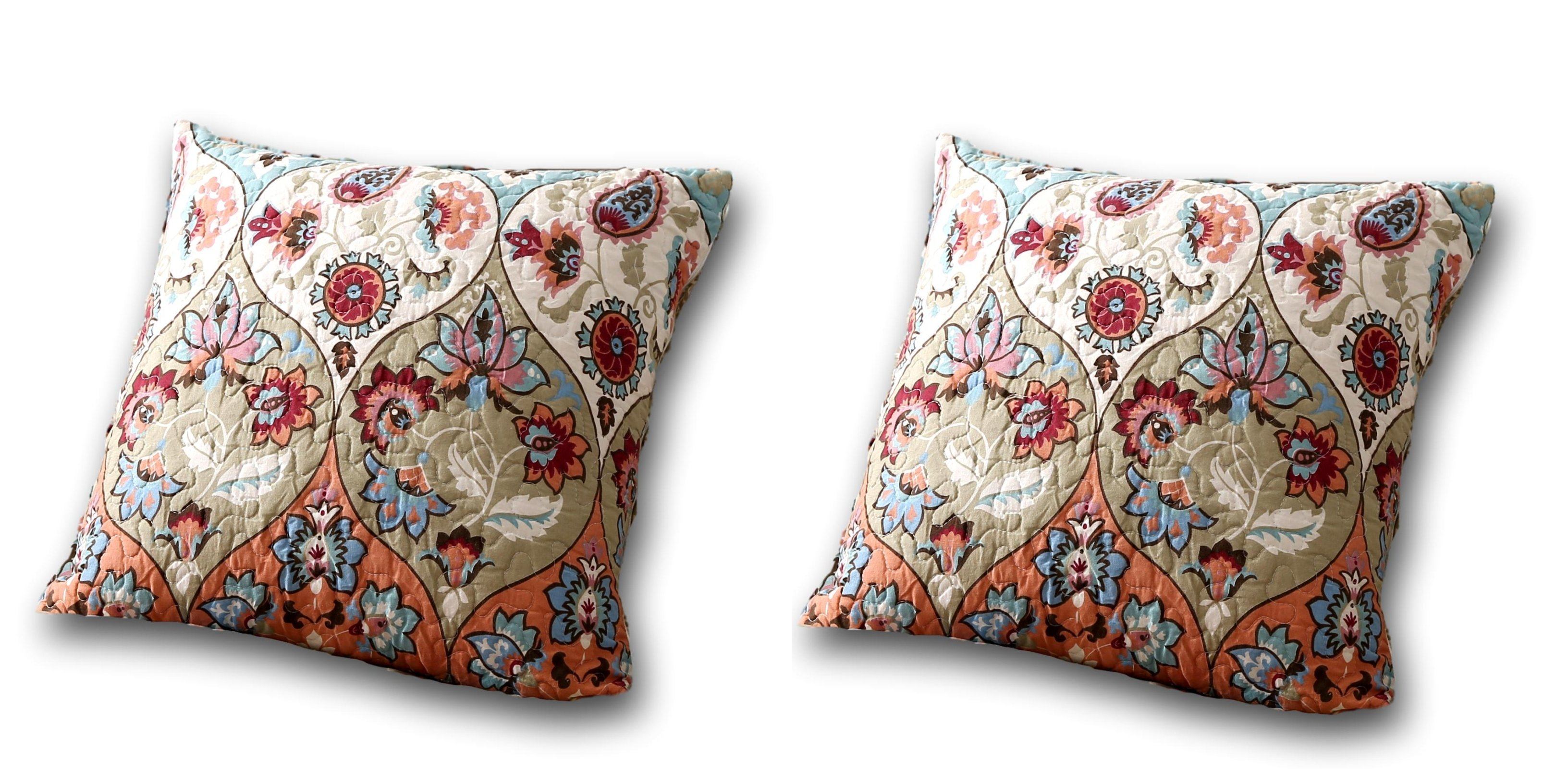 Set of Two Garden Party Bohemian Throw Pillow Covers (LH1403)