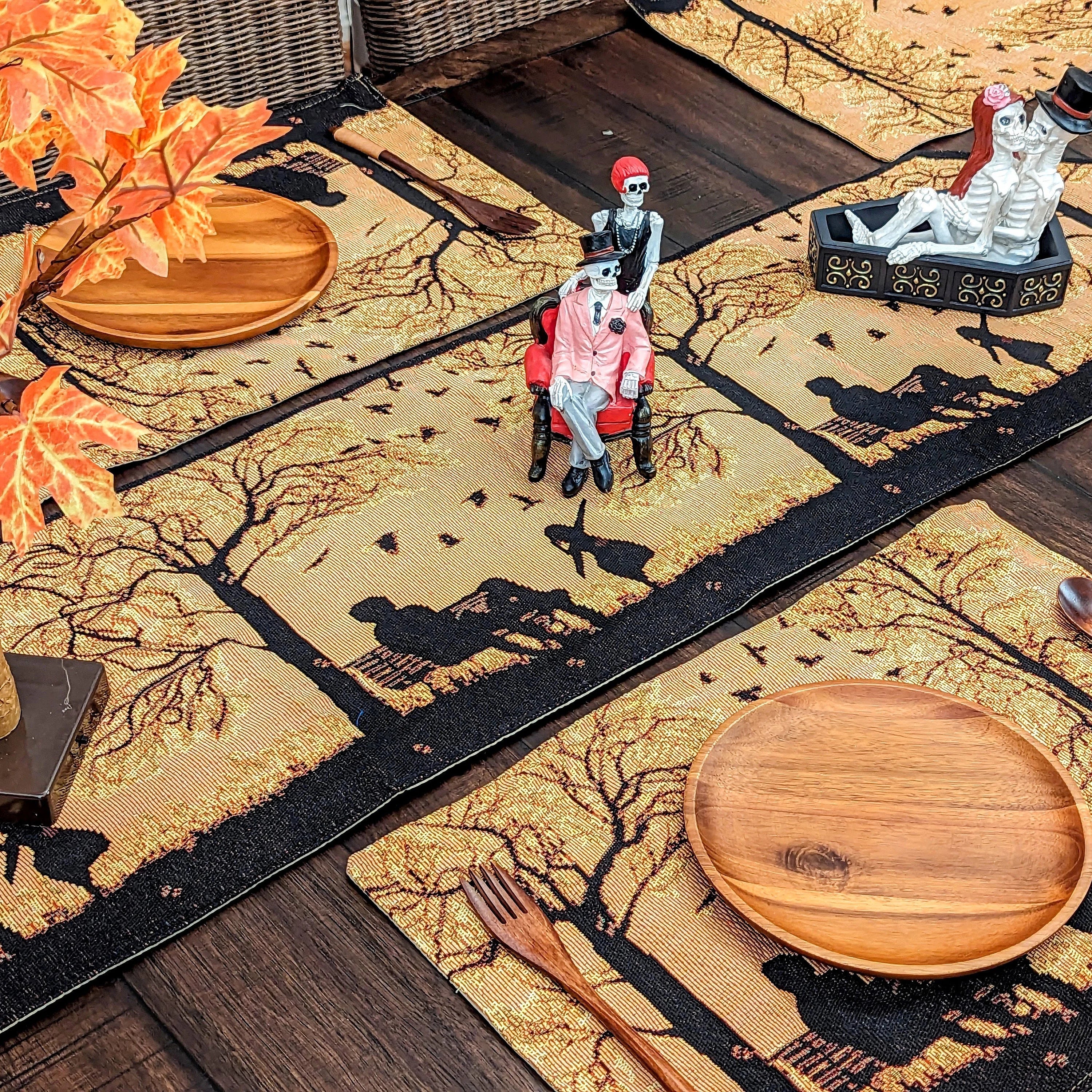 Set of 4 Pieces Autumn Birds Blessing Tapestry Dining Placemats 13" x 19" (Thanksgiving)