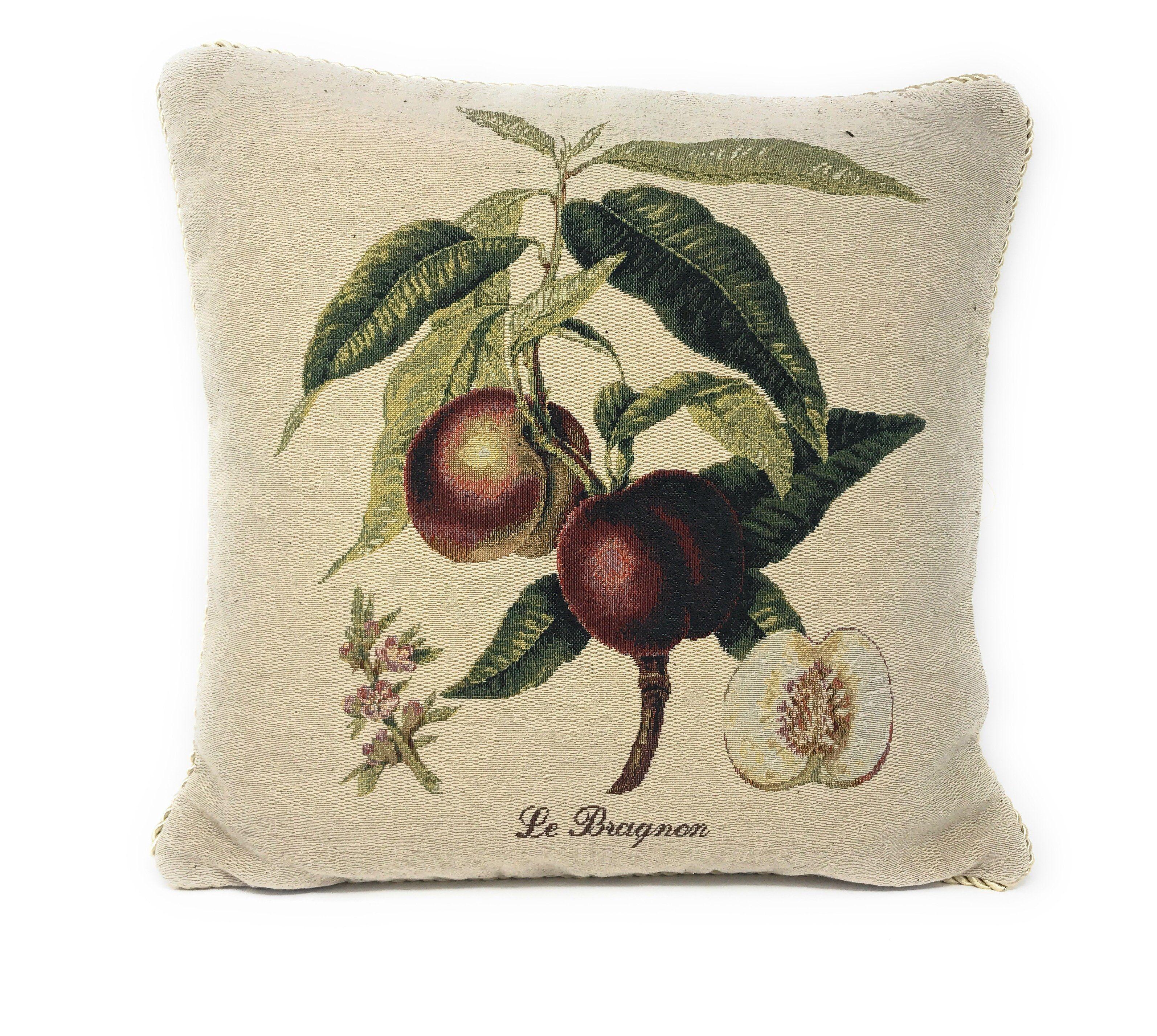 Set of 2-Pieces Nectarine Fruits Garden Tapestry Throw Pillow Covers w/ Inserts - 18" x 18"