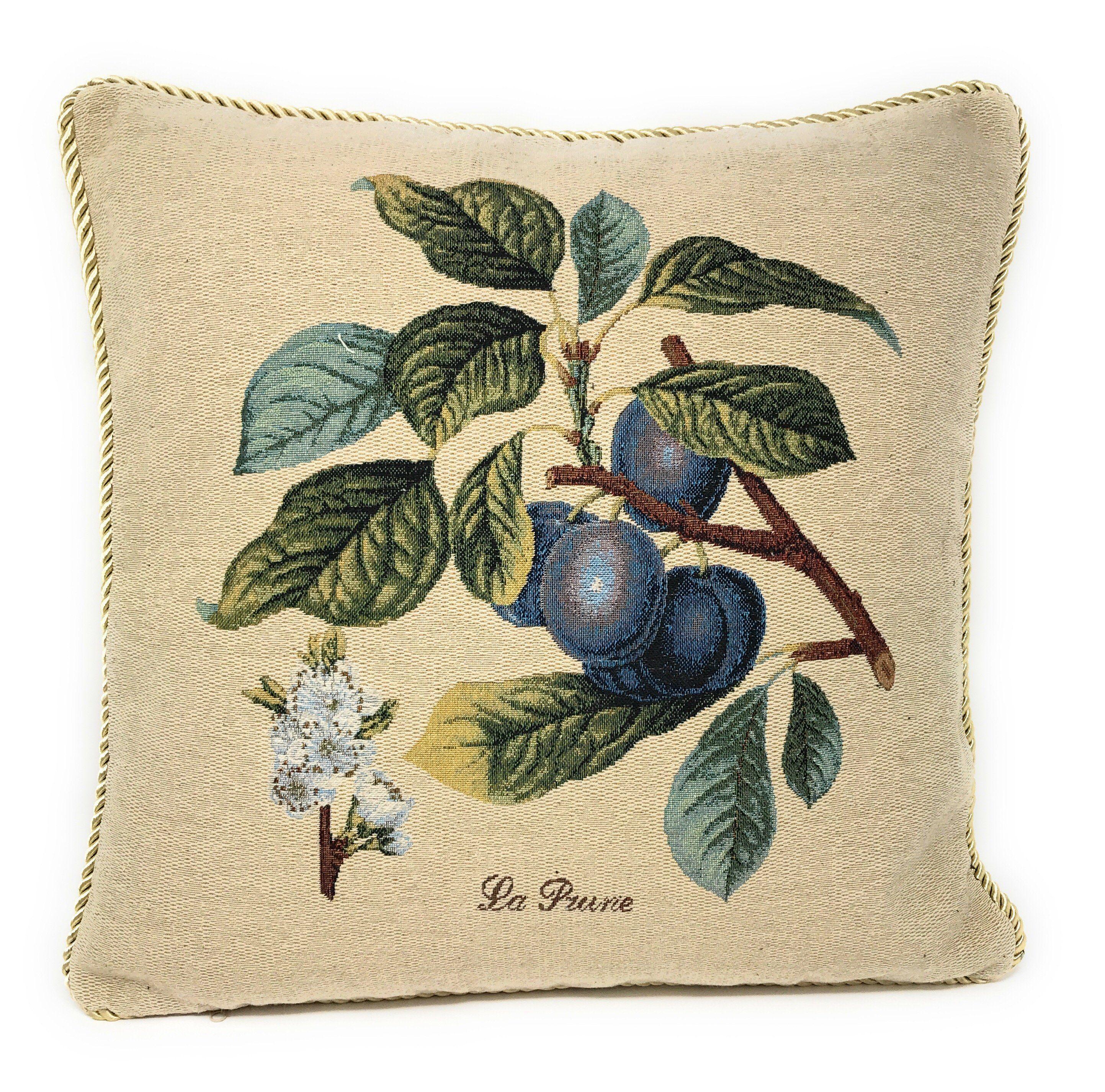 Set of 2-Pieces Sugar Plum Fruits Garden Tapestry Throw Pillow Covers w/ Inserts, 18" x 18"