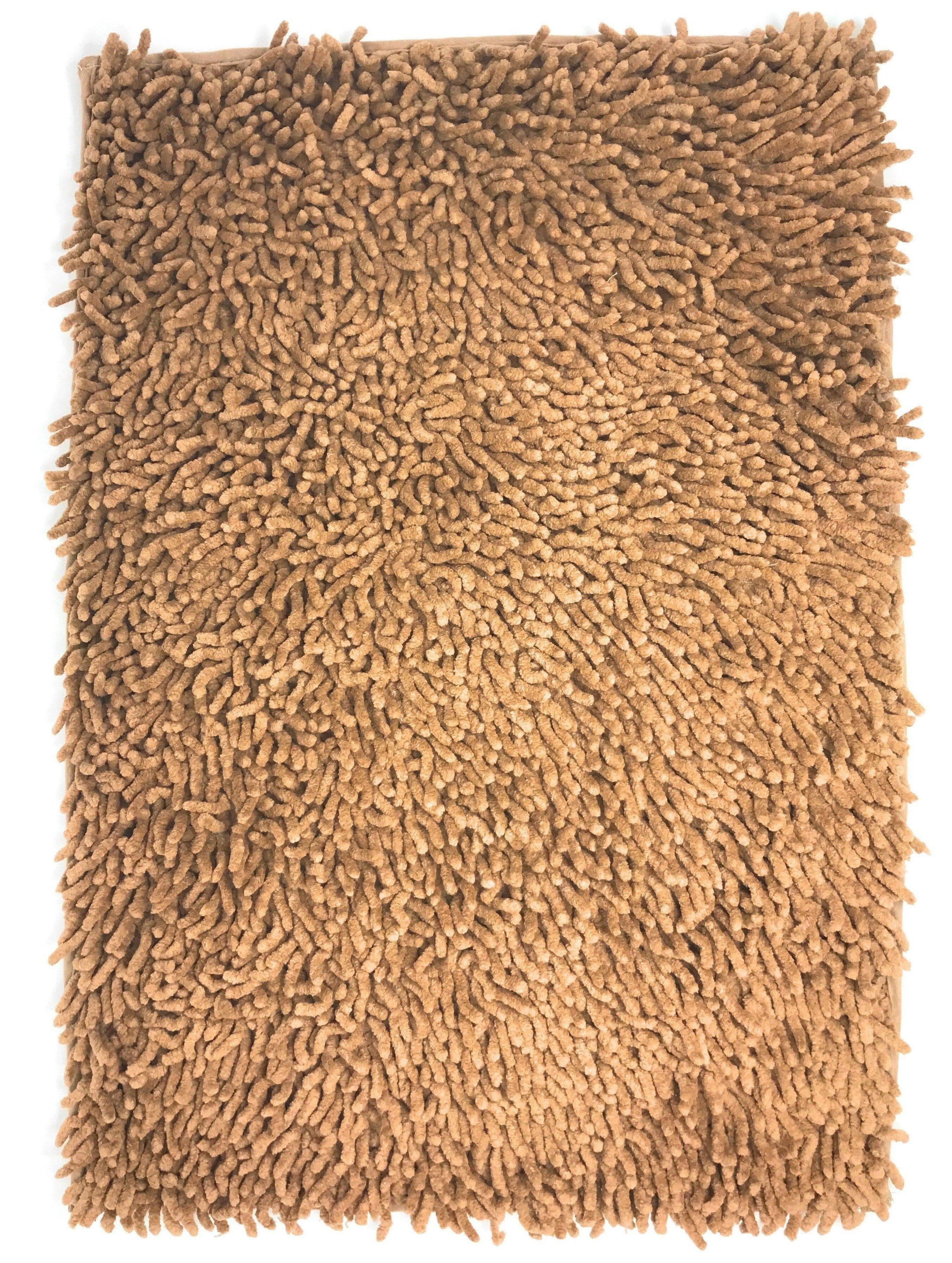 Coffee Brown Shaggy Soft Chenille Noodle Carpet Rug Bath Mat