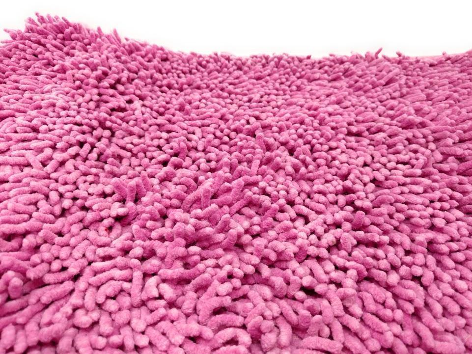 Fuchsia Magenta Pink Shaggy Soft Chenille Noodle Carpet Rug Bath Mat