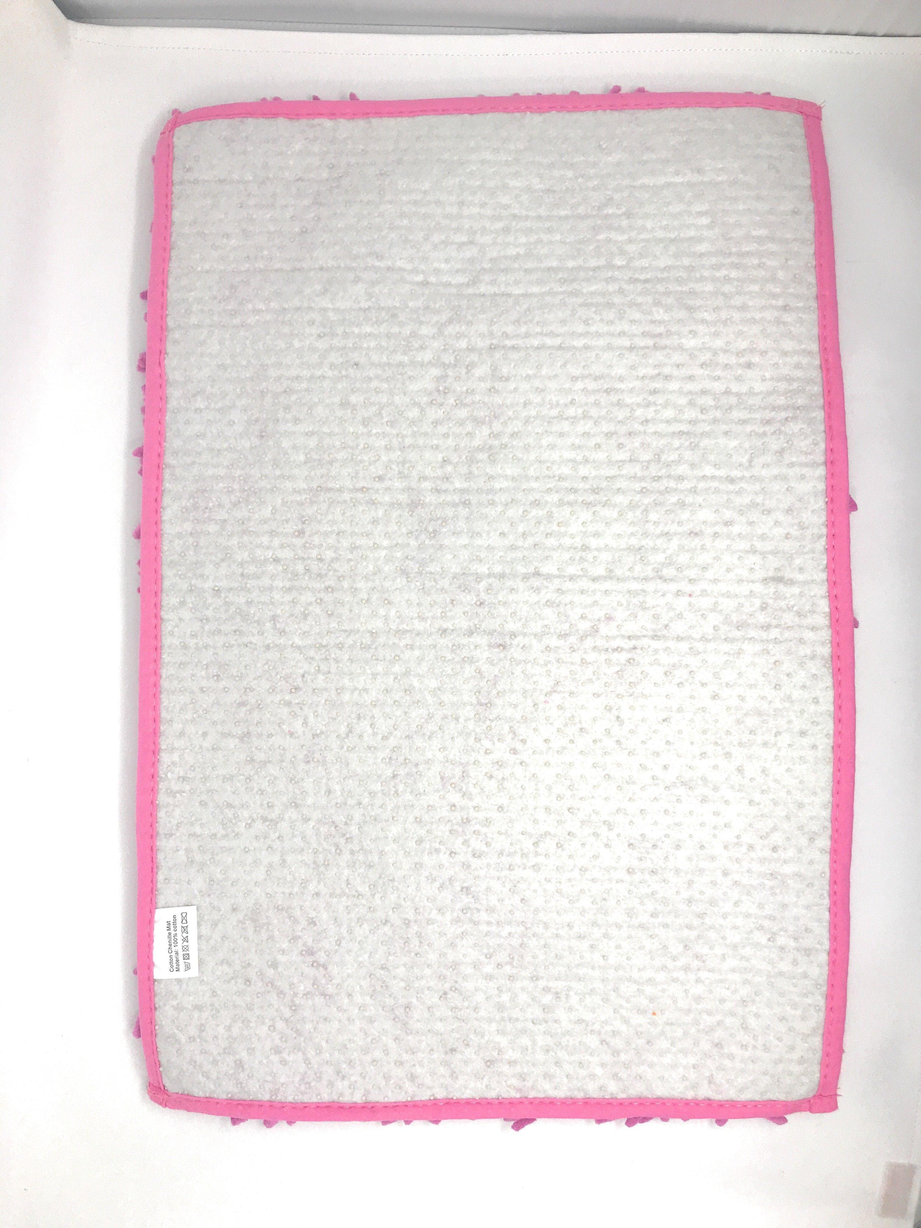 Fuchsia Magenta Pink Shaggy Soft Chenille Noodle Carpet Rug Bath Mat