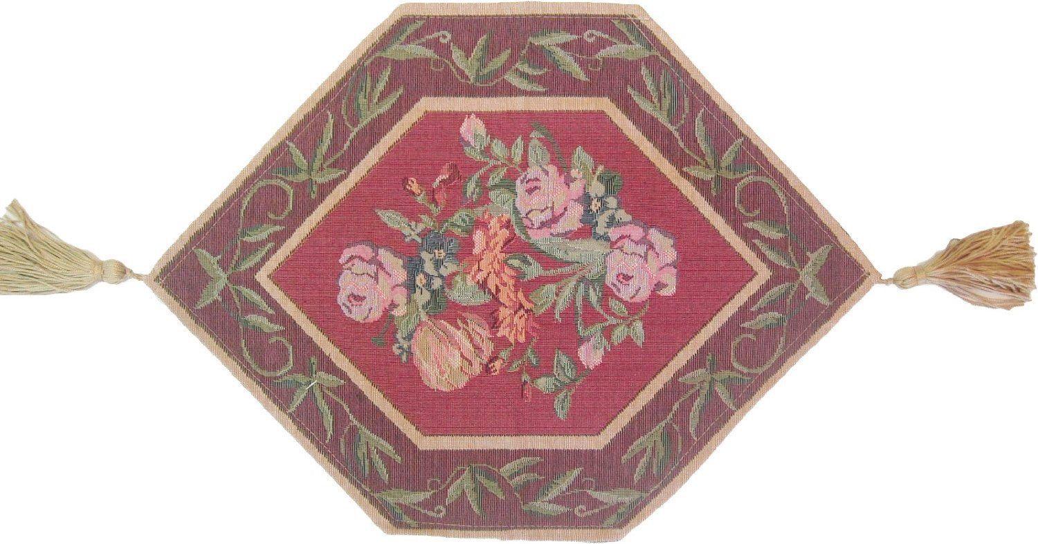 Romantic Floral Field of Roses Burgundy Red Tapestry Table Runner (5594)