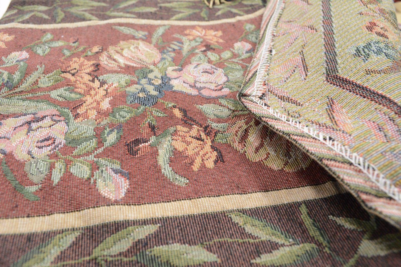 Romantic Floral Field of Roses Burgundy Red Tapestry Table Runner (5594)