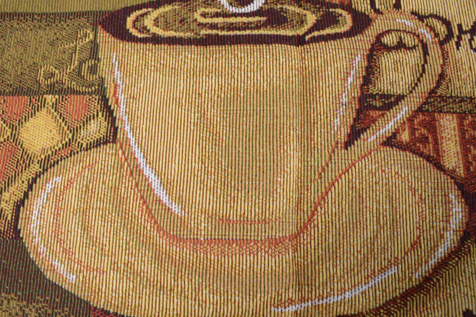 Smell of Coffee Cup Latte Java Brown Tapestry Table Runner Cloth (9912)