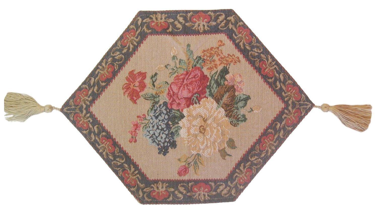Set of 3-Pieces - Breath of Spring Floral Beige Woven Dining Tapestry Table Runners (3089)