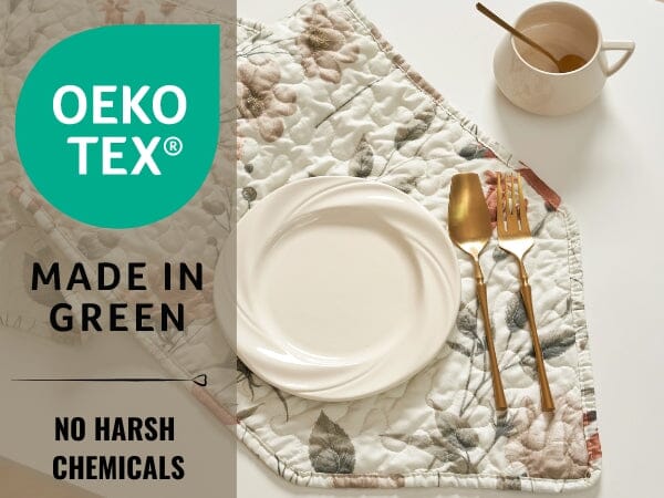 Enchanted Meadow Reversible Dinner Table Runner - Floral Elegance in Beige, Rose, and Soft Olive Green, Premium Soft Microfiber Quilted Table Runner