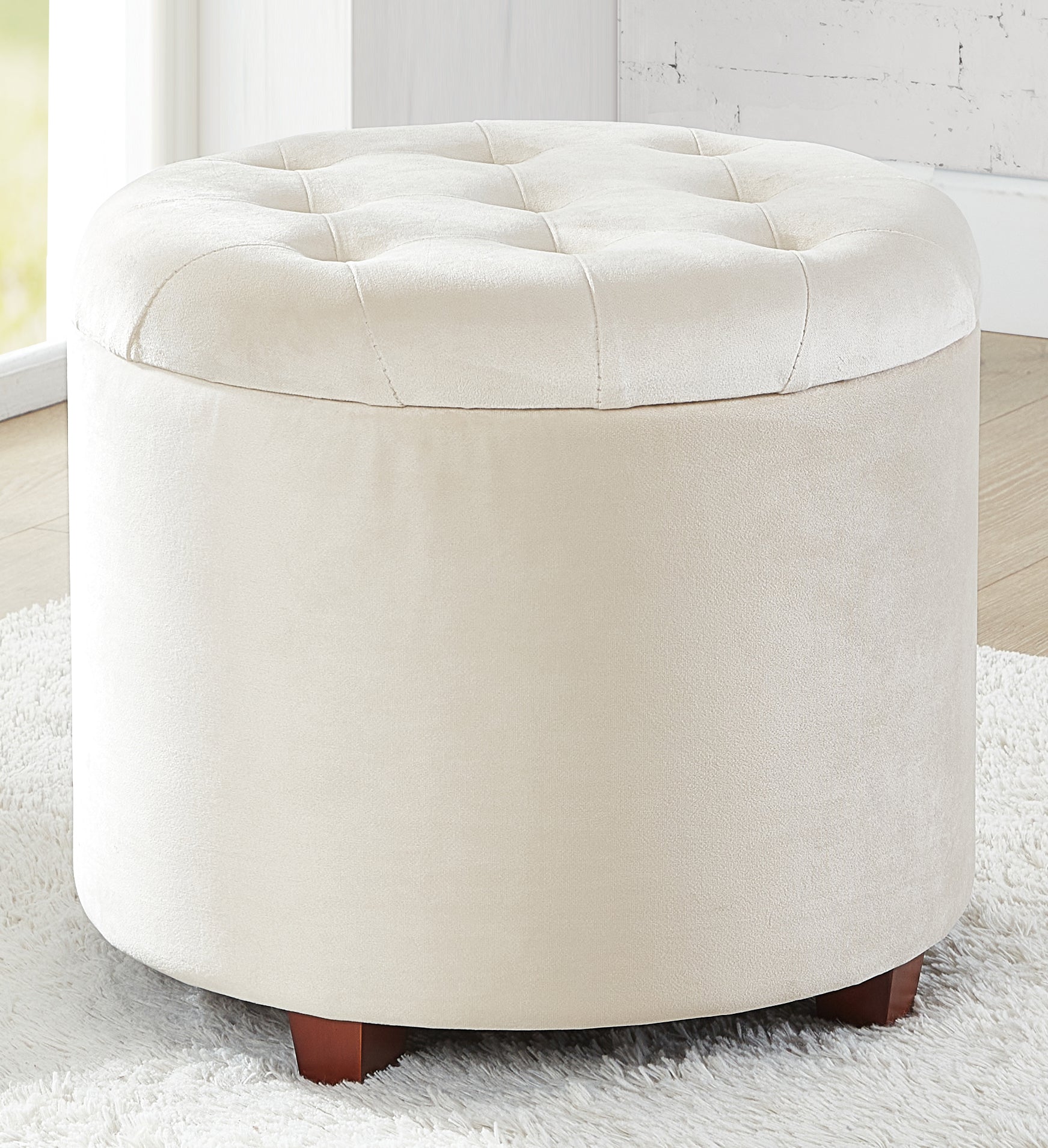 Donovan Round Tufted Storage Ottoman