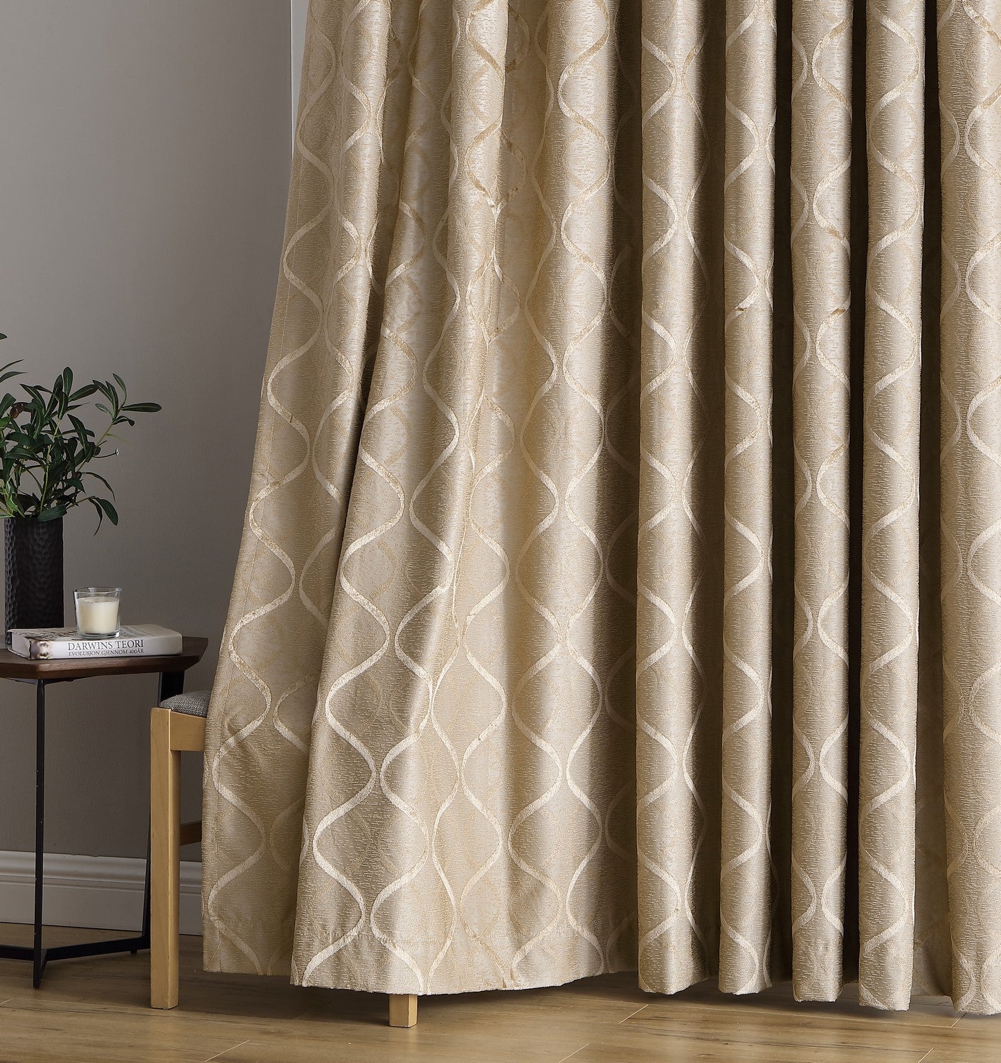 Versailles Lattice Flocked 100% Blackout Grommet Curtain Panels