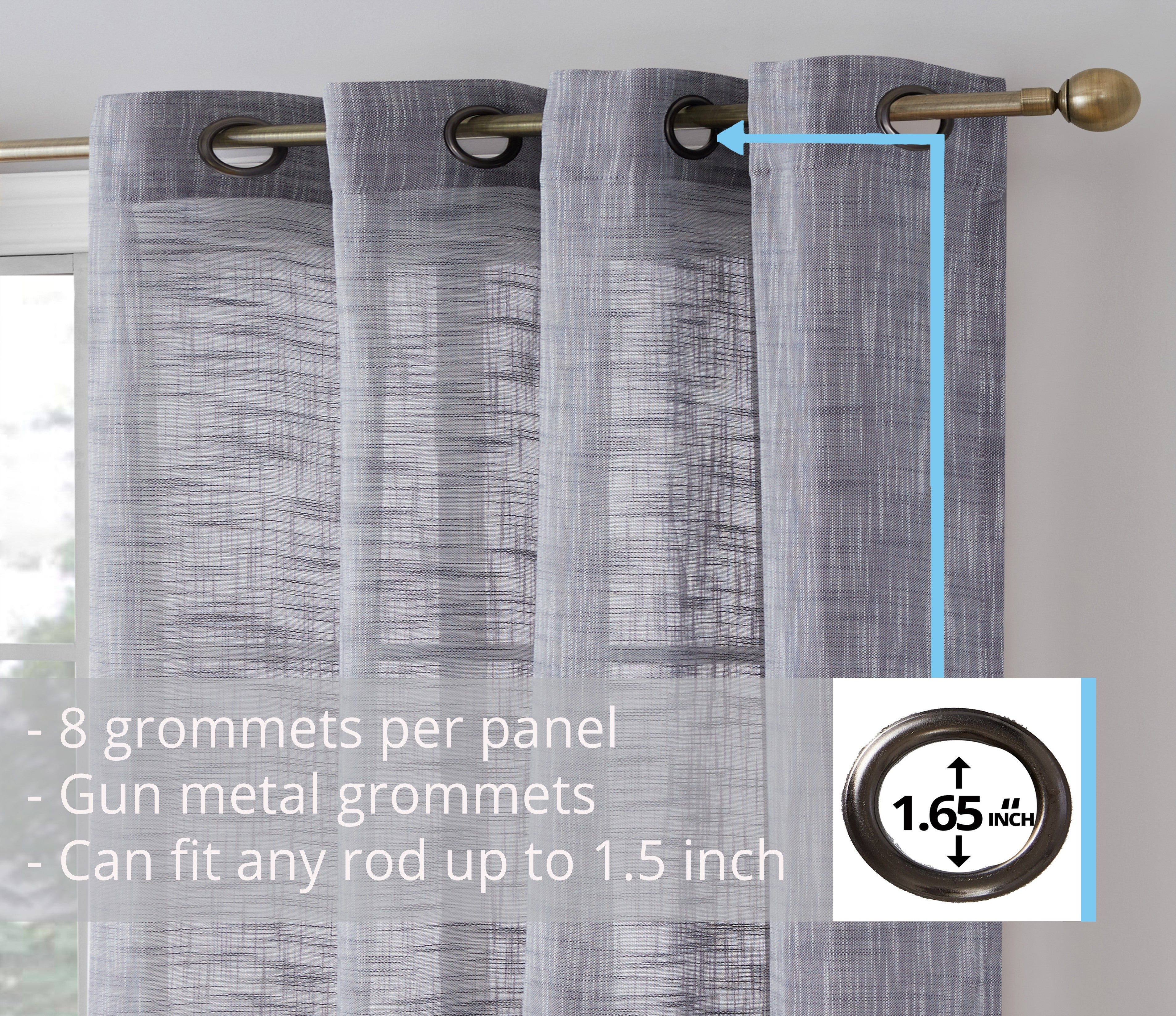 Madison Faux Linen Sheer Grommet Curtain Panels