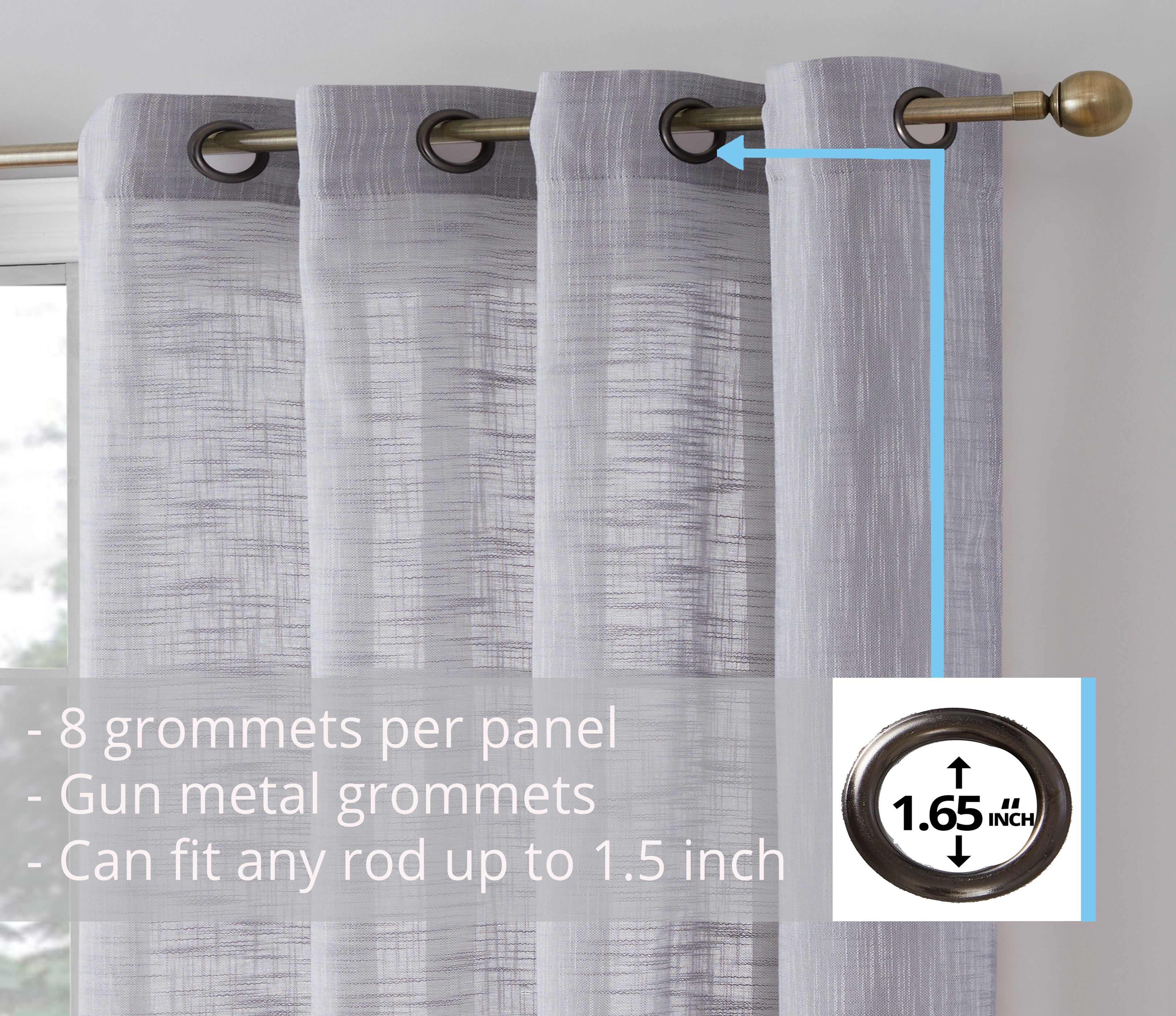 Extra Long Faux Linen Semi Sheer Window Curtain 144 inches - Solid Grey  Lightweight & Airy Gauzy Panels/Drapes with Grommet Top for High Living  Room