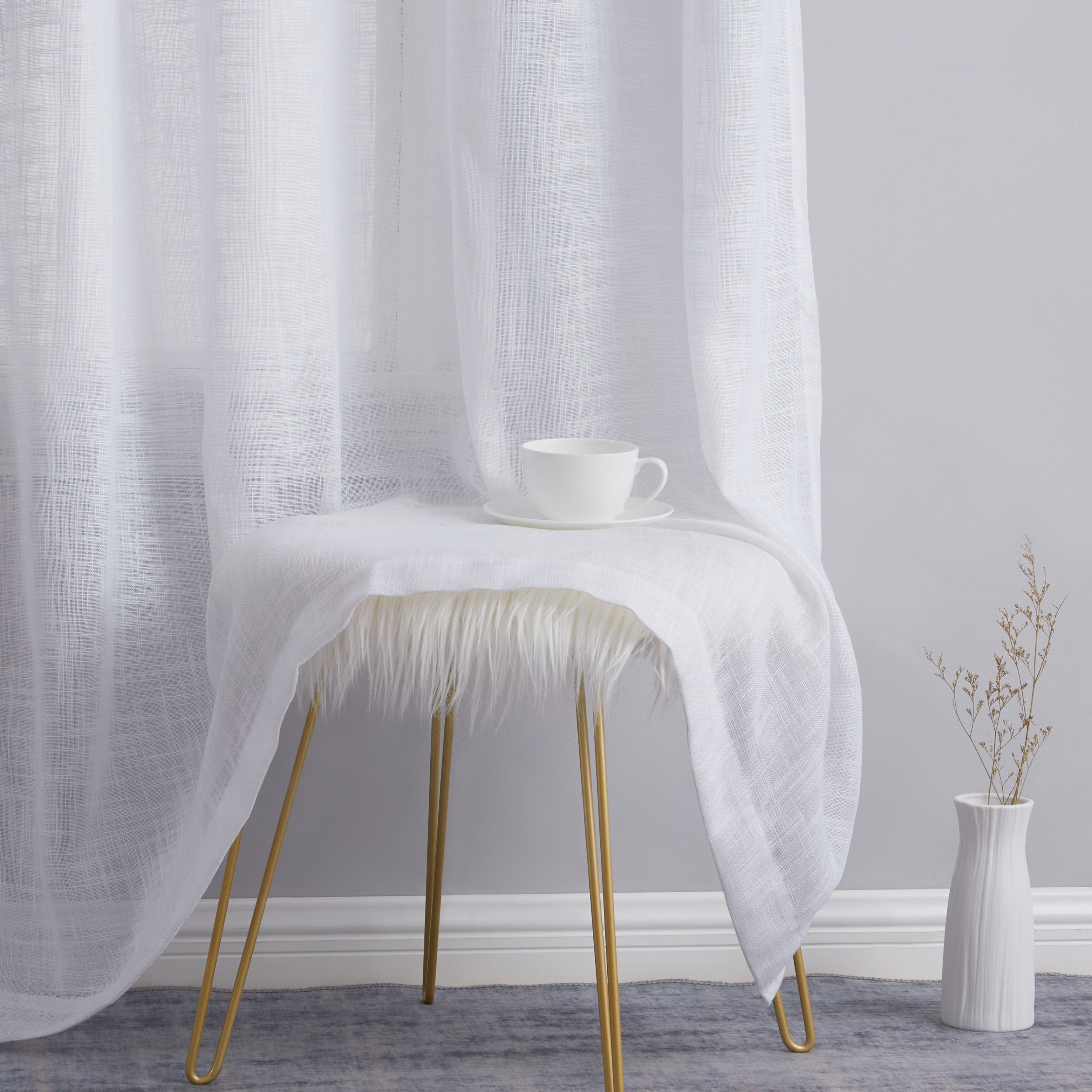 Madison Faux Linen Sheer Grommet Curtain Panels