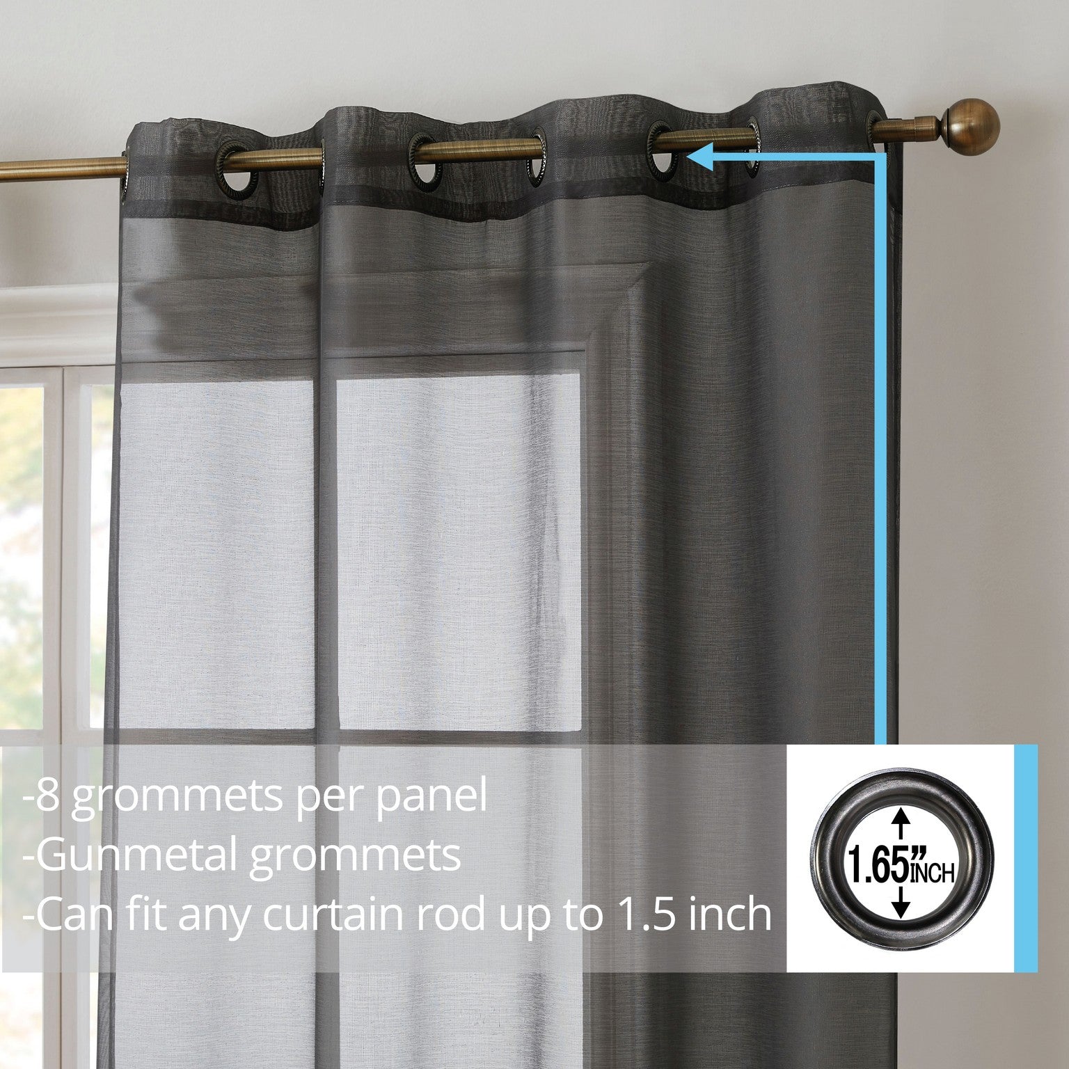 Victoria Semi-Sheer Grommet Curtain Panels
